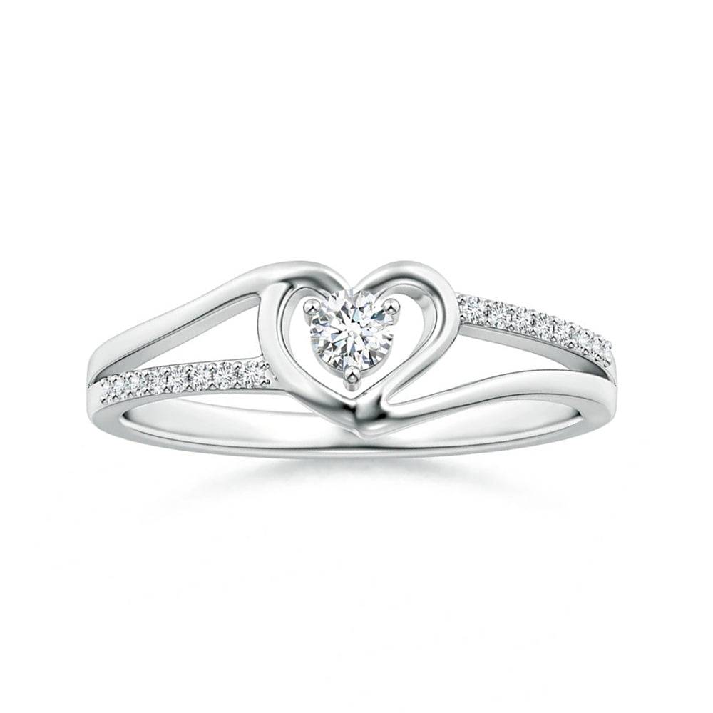 Lab Grown Diamond Heart Solitaire Promise Ring - 14K White Gold Engagement Ring for Women, Gift for Girlfriend, Anniversary & Valentine's Day Jewelry
