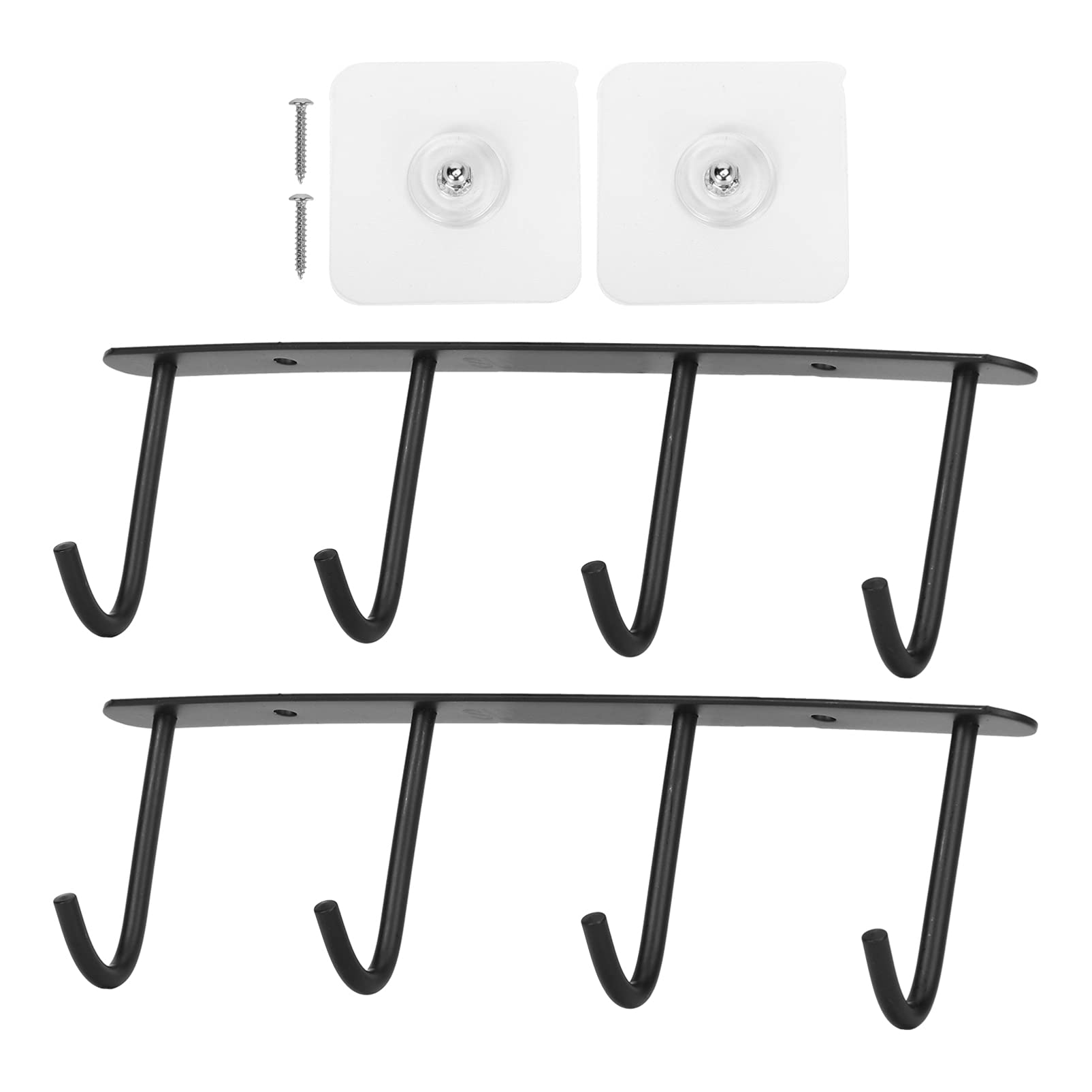 DOITOOL 2-Pack Black Under Cabinet Mug Hooks - Heavy Duty Coffee Cup Holder for Kitchen, Tea Cup Organizer, Utensil Display Hanger - Perfect for Small Space Saving & Stylish Kitchen Decor