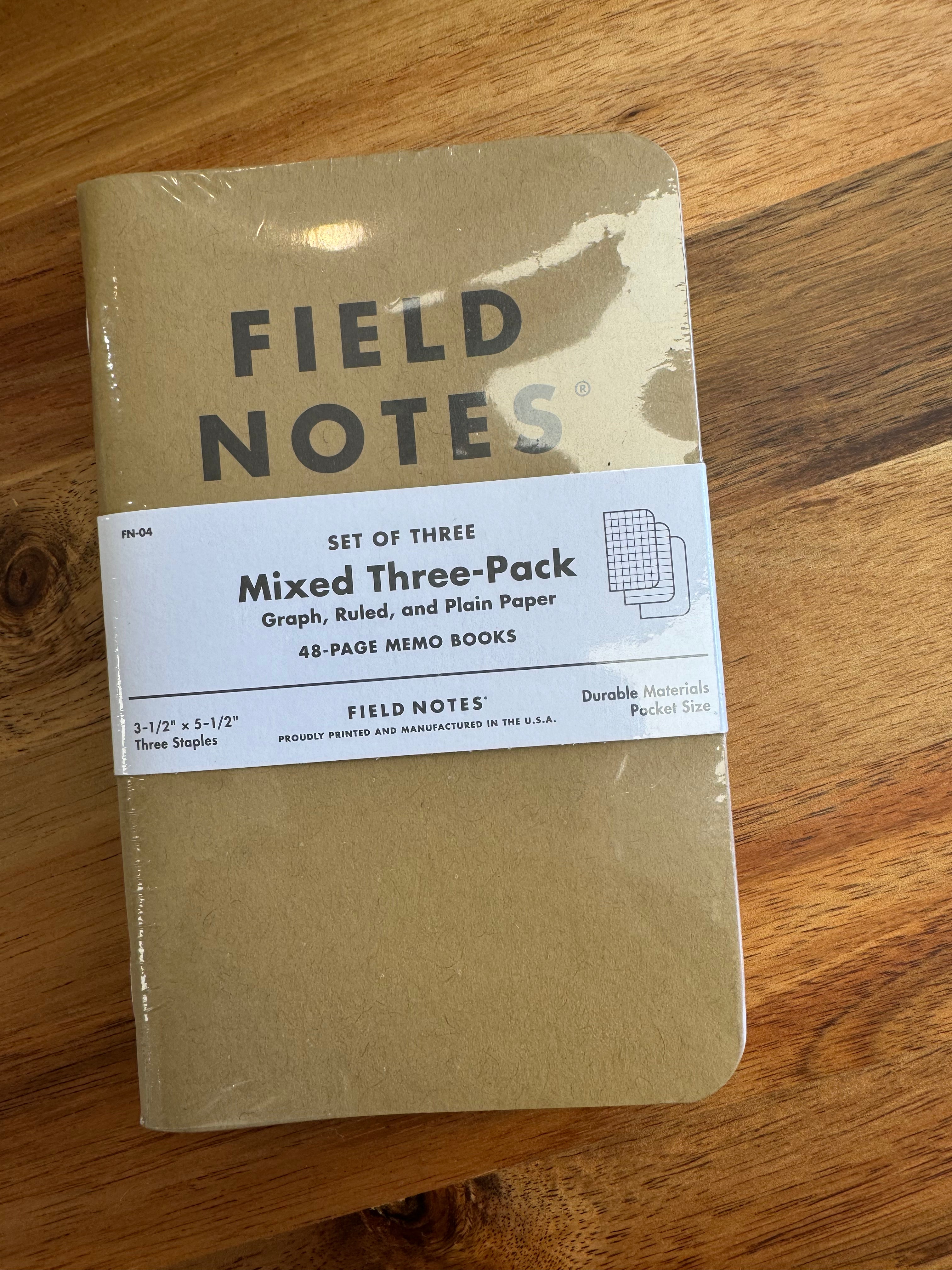 Field Notes Original Kraft Memo Notebooks - 3 Pack with 48 Pages (Graph, Ruled & Plain Paper) | Perfect for Journaling, Sketching & Office Notes