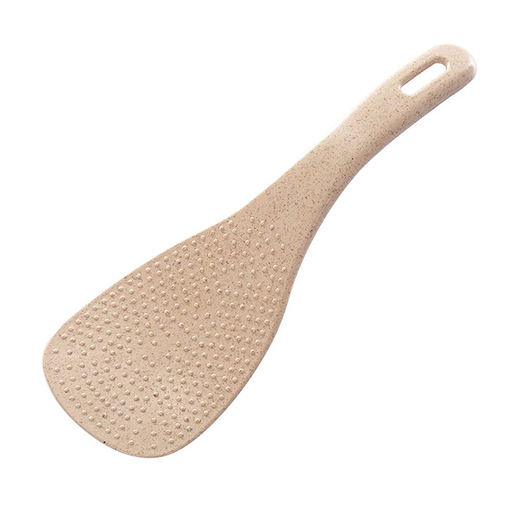 1/4PCS Non-Stick Rice Paddle - Wheat Straw Rice Spoon & Food Service Spoon for Rice Cooker - Eco-Friendly Kitchen Utensil (Beige) - Perfect for Serving Rice, Stirring Food & Everyday Cooking