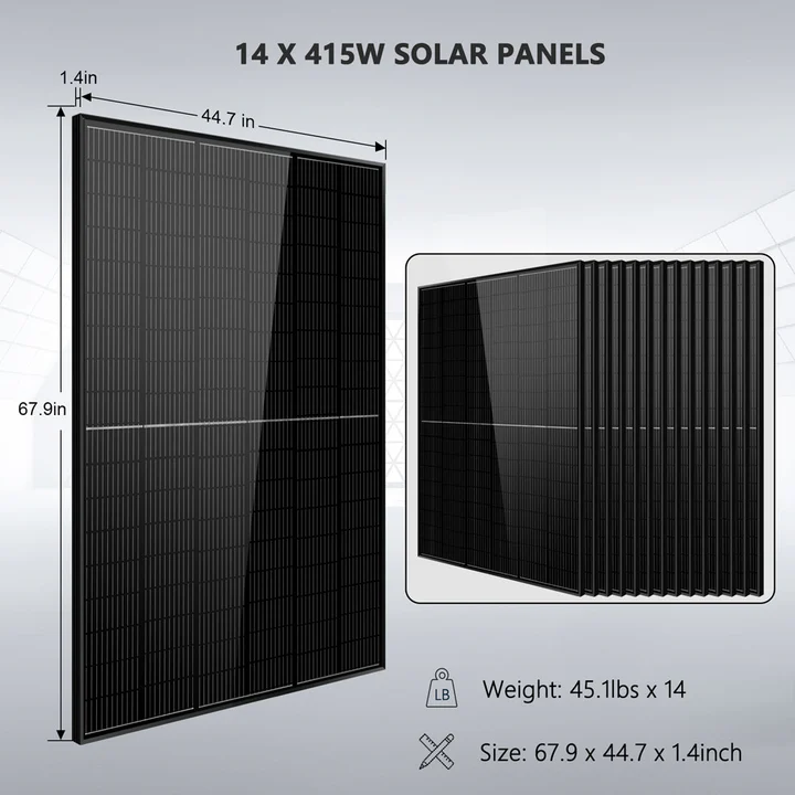 SunGoldPower Off Grid Solar Kit 13000W 48VDC 120V/240V with 20.48kWh LiFePO4 Lithium Battery & 14x415W Solar Panels | SGR-13KM | Perfect for Home Backup, RV, Cabin & Remote Power Supply
