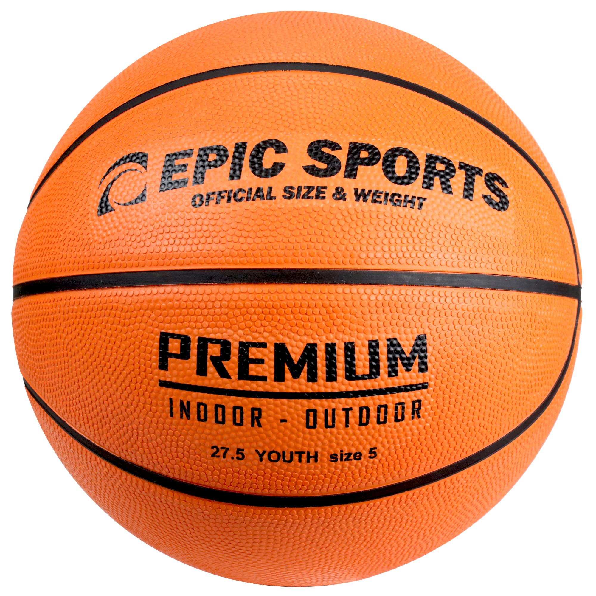 Epic Orange Rubber Basketball for Outdoor & Indoor Play