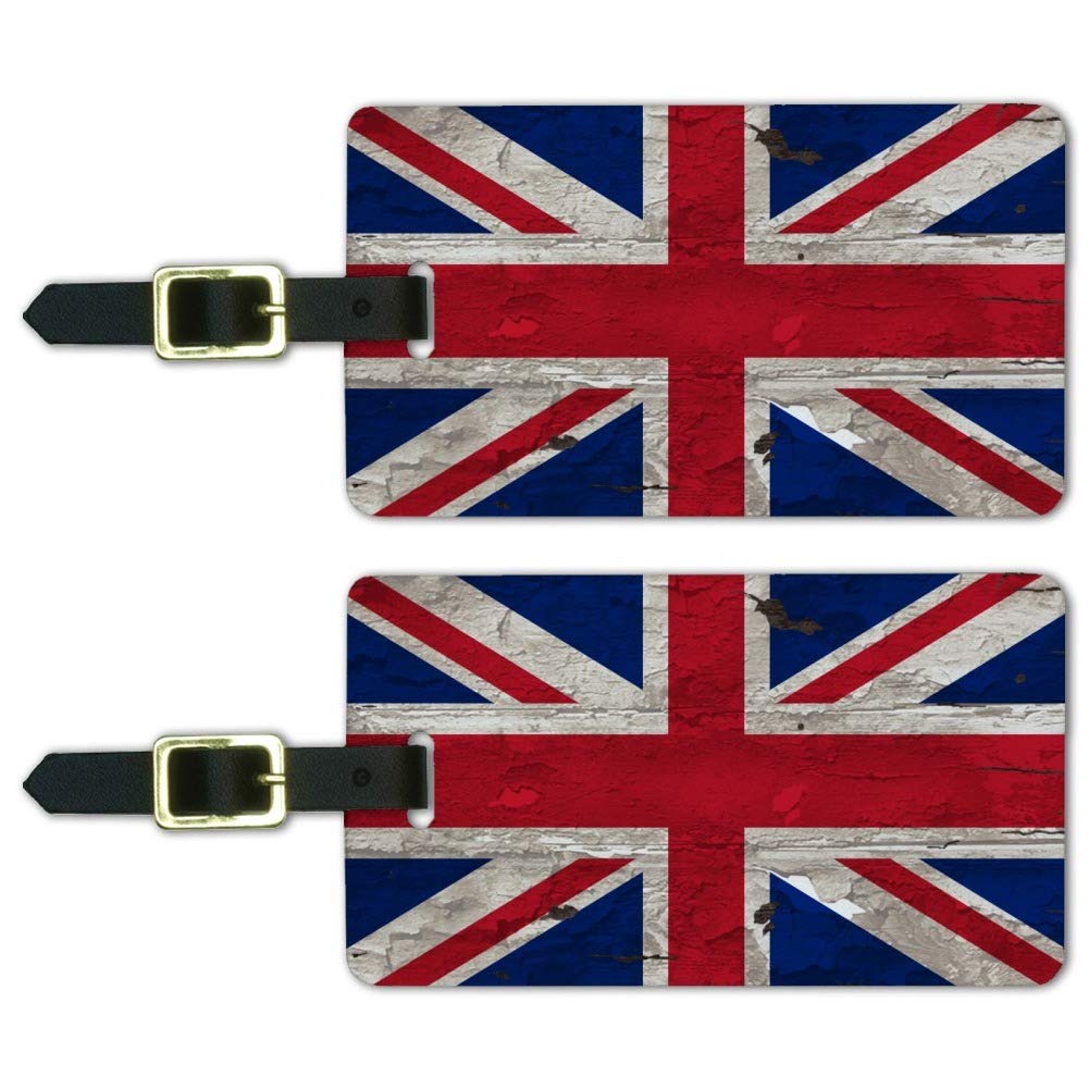 Vintage Distressed UK Flag Luggage Tags - Set of 2 Travel ID Cards for Suitcases, Backpacks & Bags | Perfect for Travel, Vacation & Airport Identification