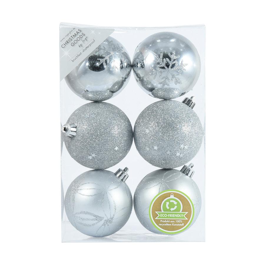 INGE Goodz Silver Ornament Balls - Set of 6 (8cm/3.15
