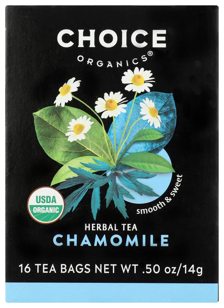Choice Organic Chamomile Herbal Tea - 16 Tea Bags | Caffeine-Free, Relaxing & Calming | Perfect for Stress Relief, Bedtime & Evening Relaxation