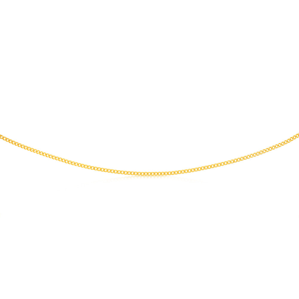 9ct Yellow Gold 55cm 60 Gauge Flat Curb Chain Necklace for Men & Women - Perfect for Layering, Everyday Wear & Special Occasions
