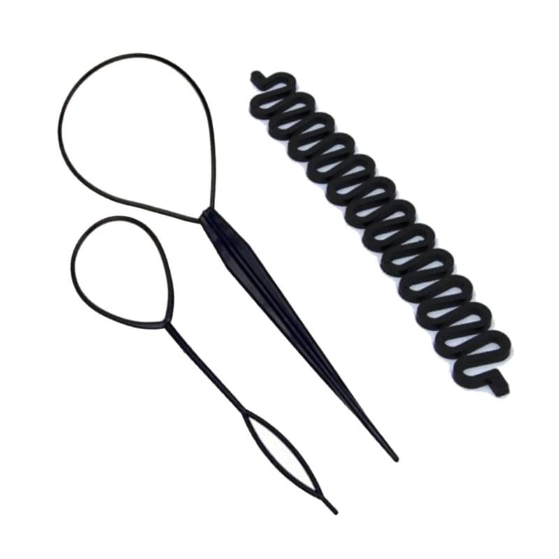 CHRONEX 3-Piece Hair Styling Kit - Topsy Tail & Fishtail French Braider Combo for Easy DIY Hairstyles | Perfect for Parties, Weddings, and Everyday Wear