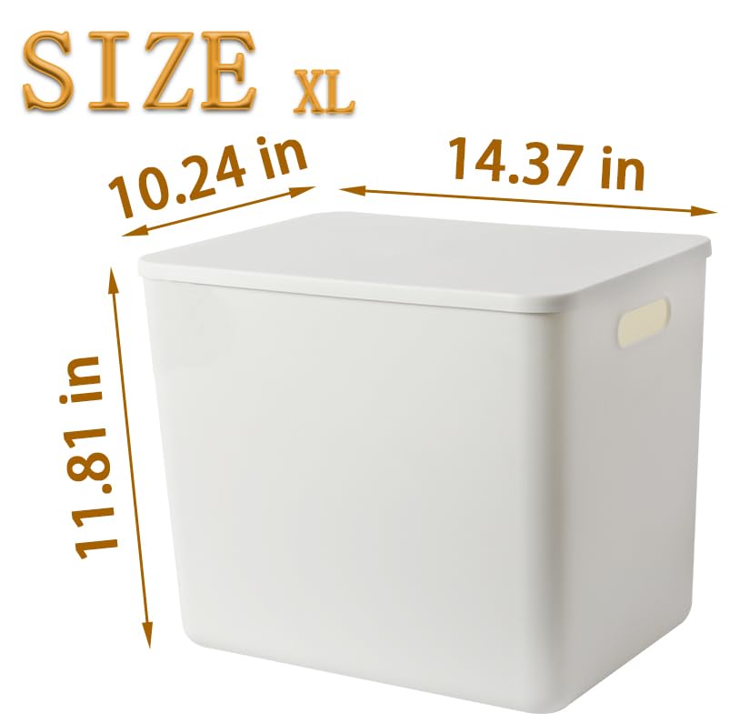 4-Pack Large White Plastic Storage Bins with Lids & Handles - Organizer Baskets for Toys, Baby Clothes, Snacks | Nursery, Playroom, Bedroom, Office & Closet Organization