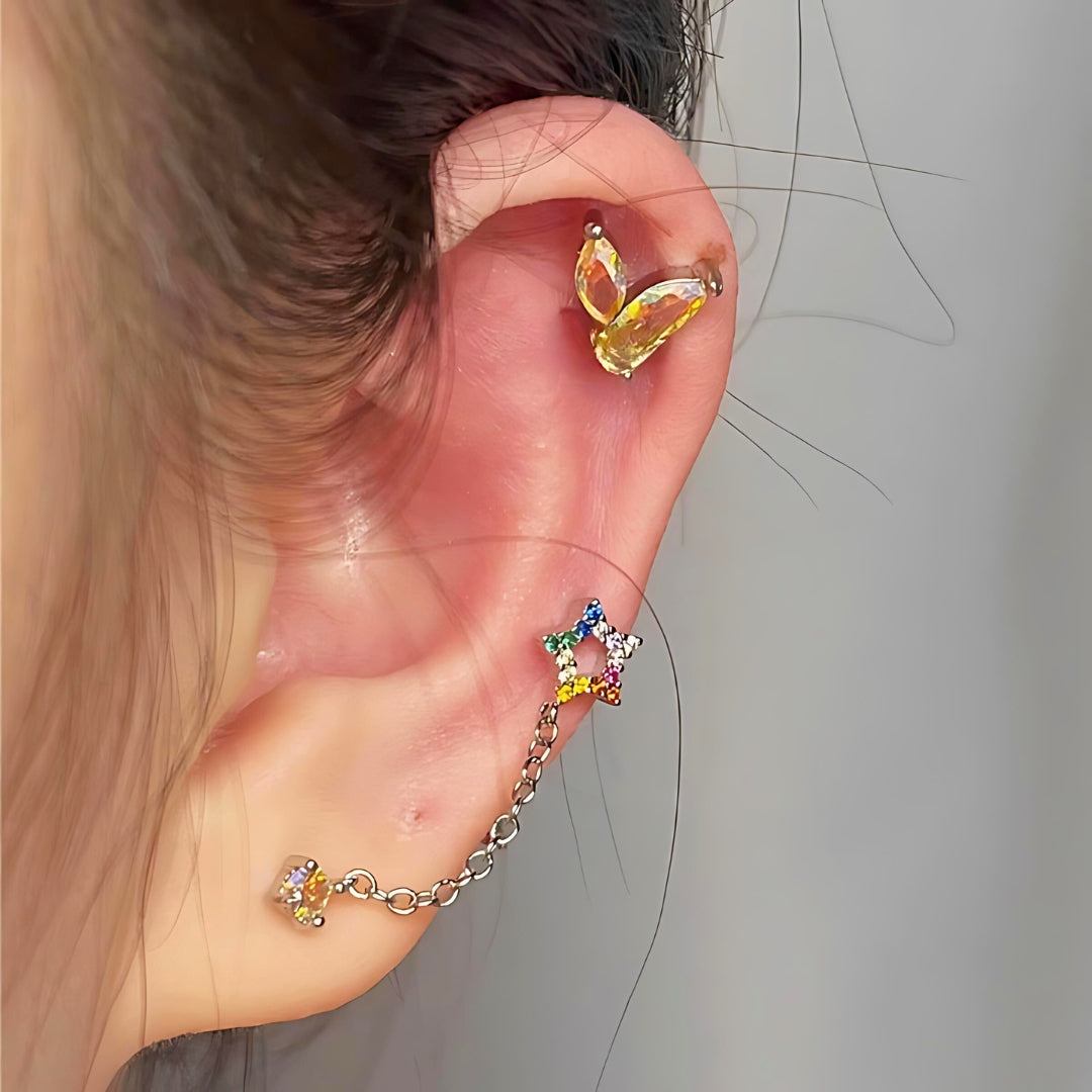 20G Cross Cartilage Two Hole Helix Stud Earrings for Women - Stainless Steel Body Jewelry for Tragus, Helix, or Ear Piercing | HSPJ317 | Perfect for Everyday Wear, Parties & Gifting