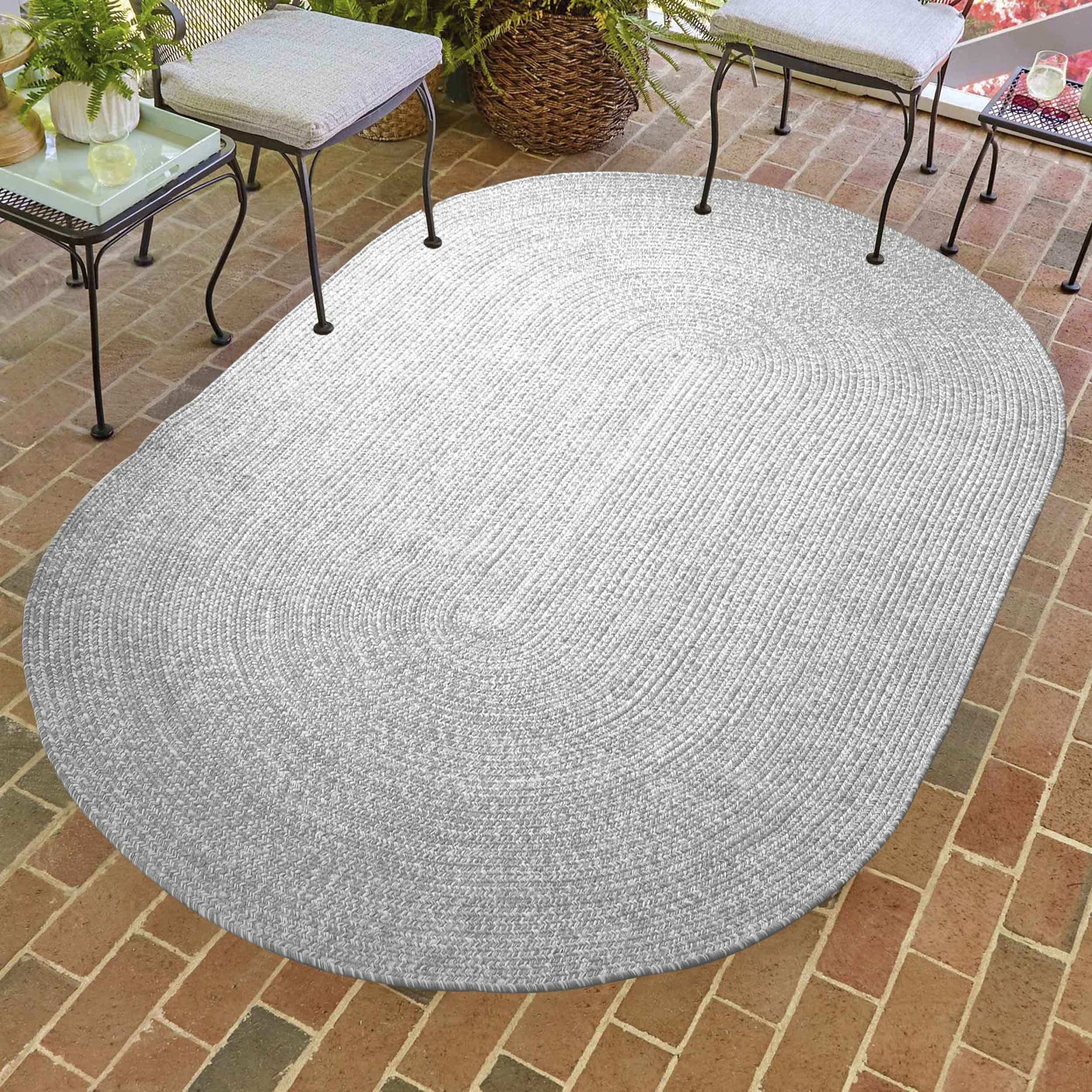 Reversible Braided Area Rug - 2-Tone Indoor/Outdoor Rug for Living Room, Bedroom, Patio & Deck - Non-Slip Durable Floor Mat for Home Decor