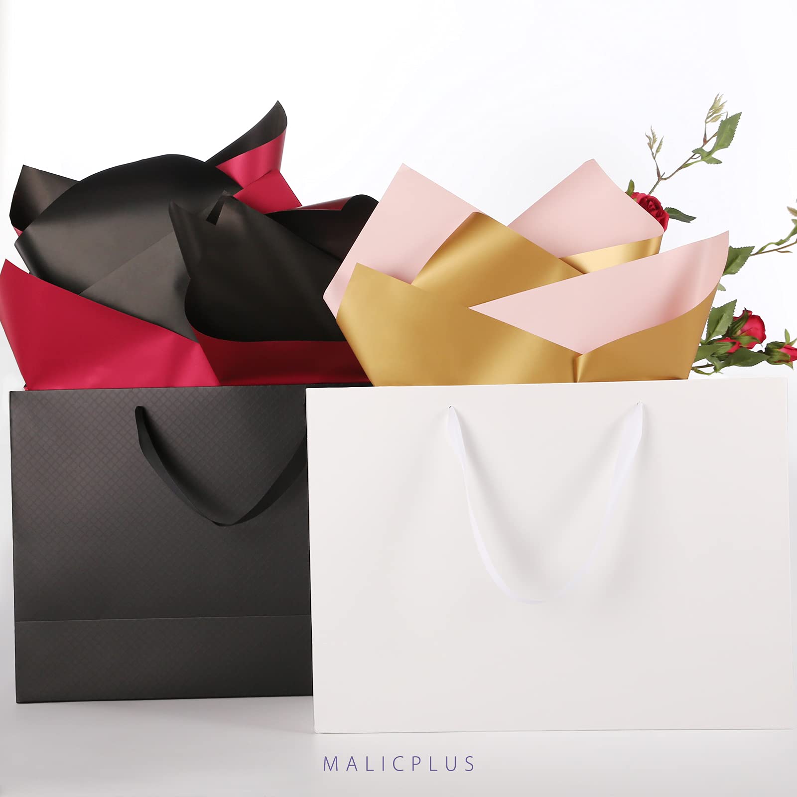 12 Extra Large Gift Bags 16x6x12 Inches - Matte White Party Favor Bags with Sturdy Handles for Christmas, Birthday, Wedding & Baby Shower Gifts (Lattice Texture Design) - Perfect for Corporate Events, Holiday Presents & Special Occasions