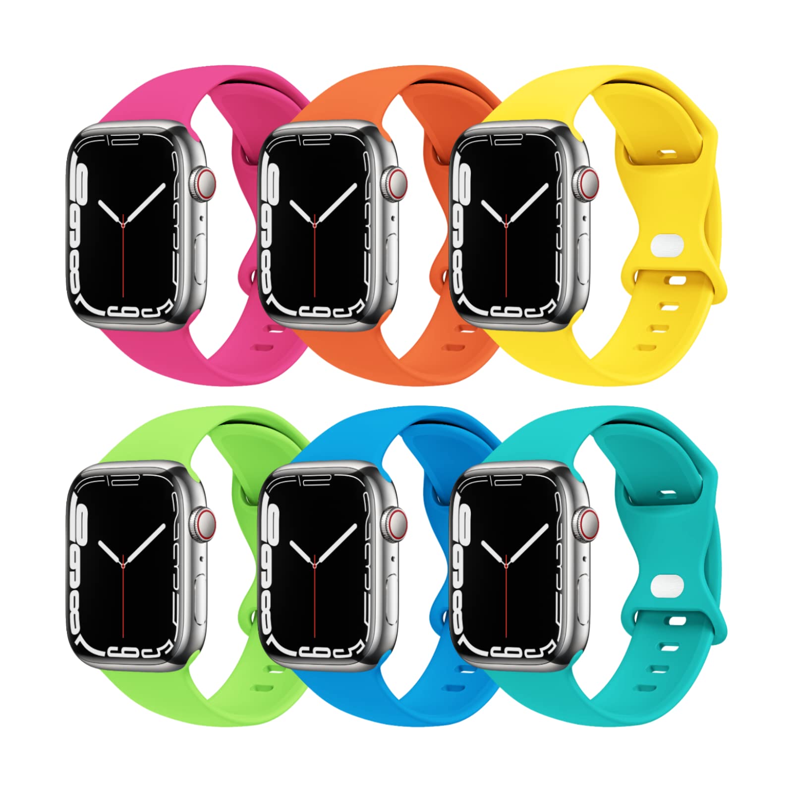 THWALK 6 Pack Silicone Replacement Bands for Apple Watch 40mm 41mm 42mm 44mm 45mm 46mm 49mm - Compatible with Ultra 2/Ultra/SE & Series 10/9/8/7/6/5/4 - Soft Breathable Sport Strap for Women & Men (40/41/42mm M/L, 6 Colors) - Perfect for Gym, Running & Daily Wear