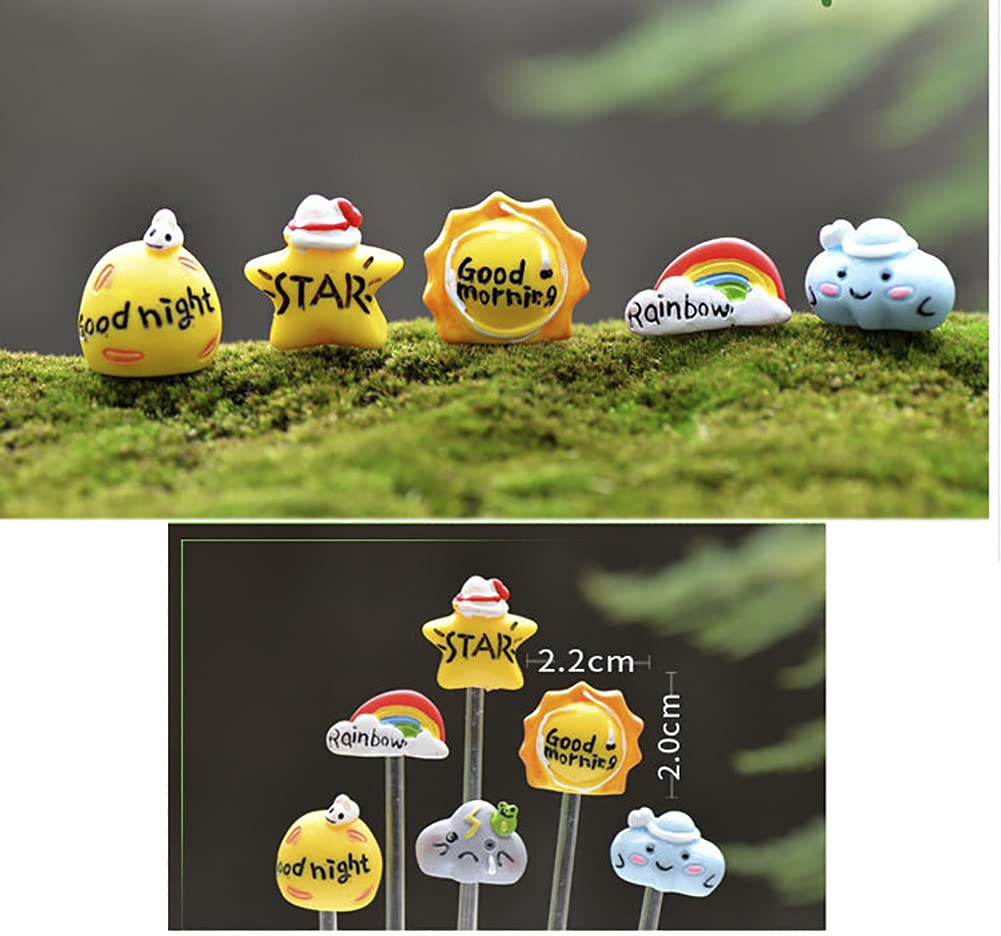 Resin Fairy Garden Kit - Miniature Weather Emoticon Figurines, Flower Pot & Plant Decor Set for Kids | Whimsical Micro Landscape Accessories (Lightning Clouds Design) | Perfect for Fairy Gardens, Indoor Plant Displays & Kids' Creative Play