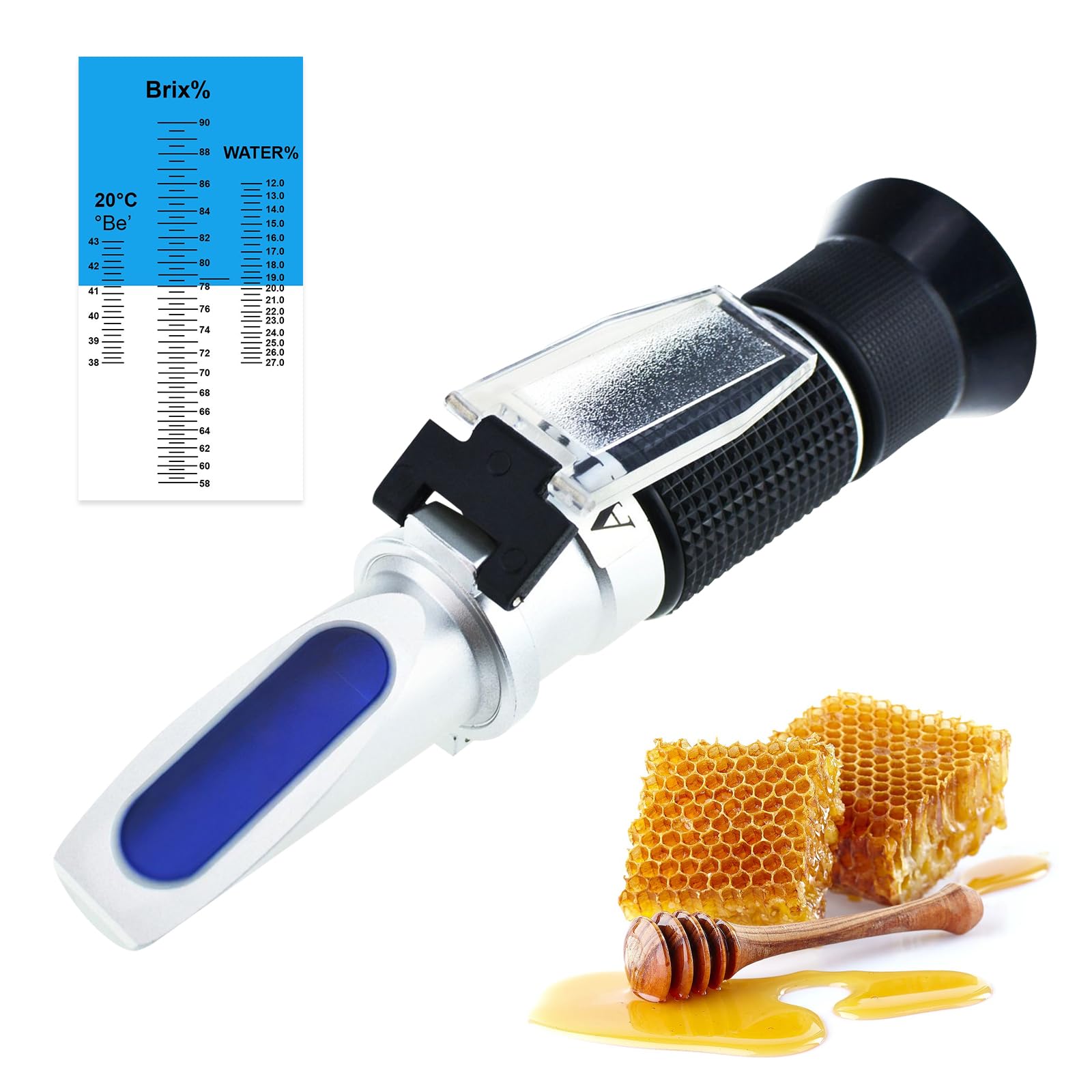 3-in-1 Honey Refractometer 58-90% Brix ATC - Honey, Maple Syrup & Molasses Tester for Beekeeping & Cooking