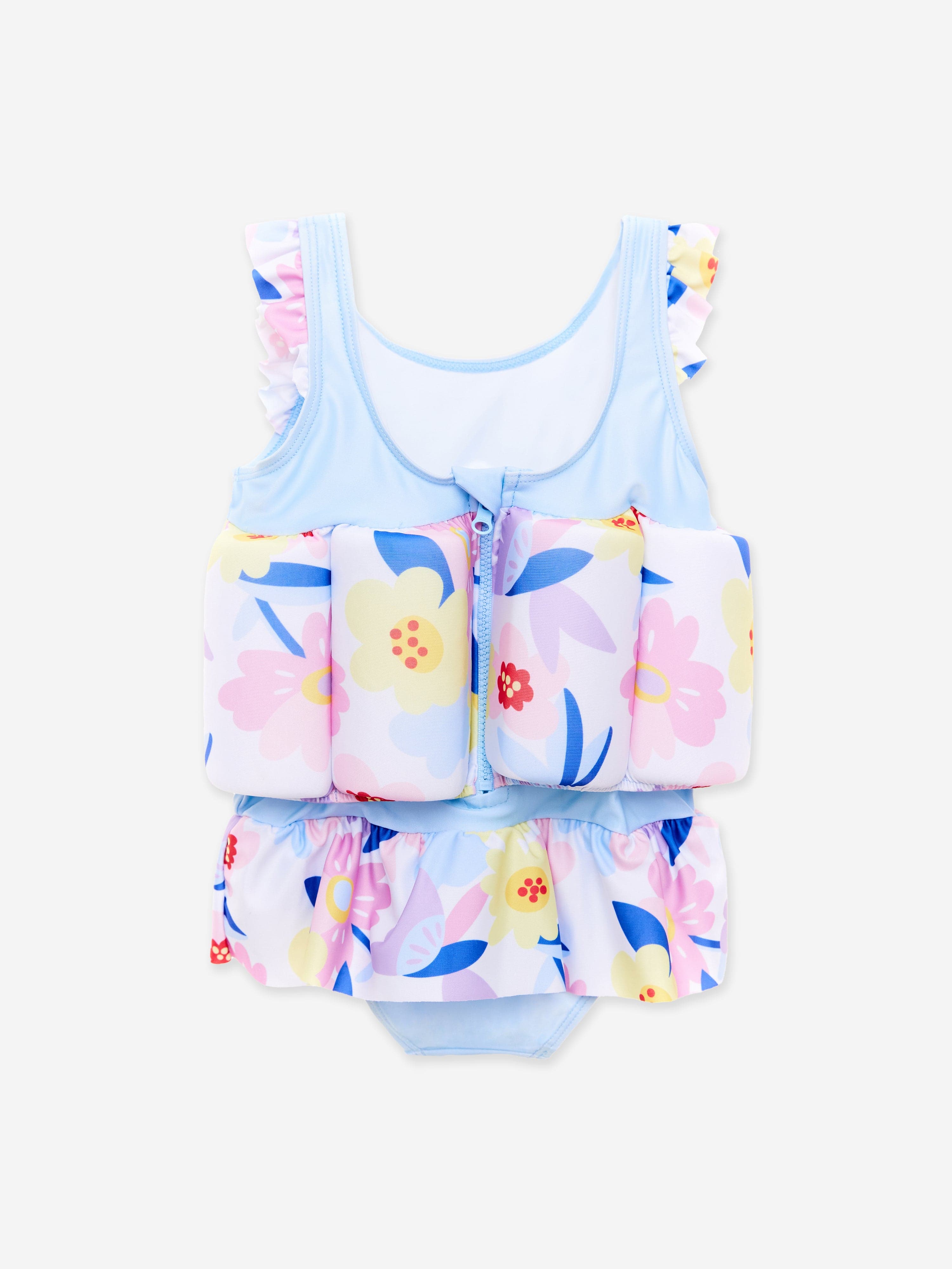 UPF50+ Baby Girls Floral Float Suit - White | Sun Protection Swimwear for Toddlers & Infants | Perfect for Pool, Beach & Summer Water Activities