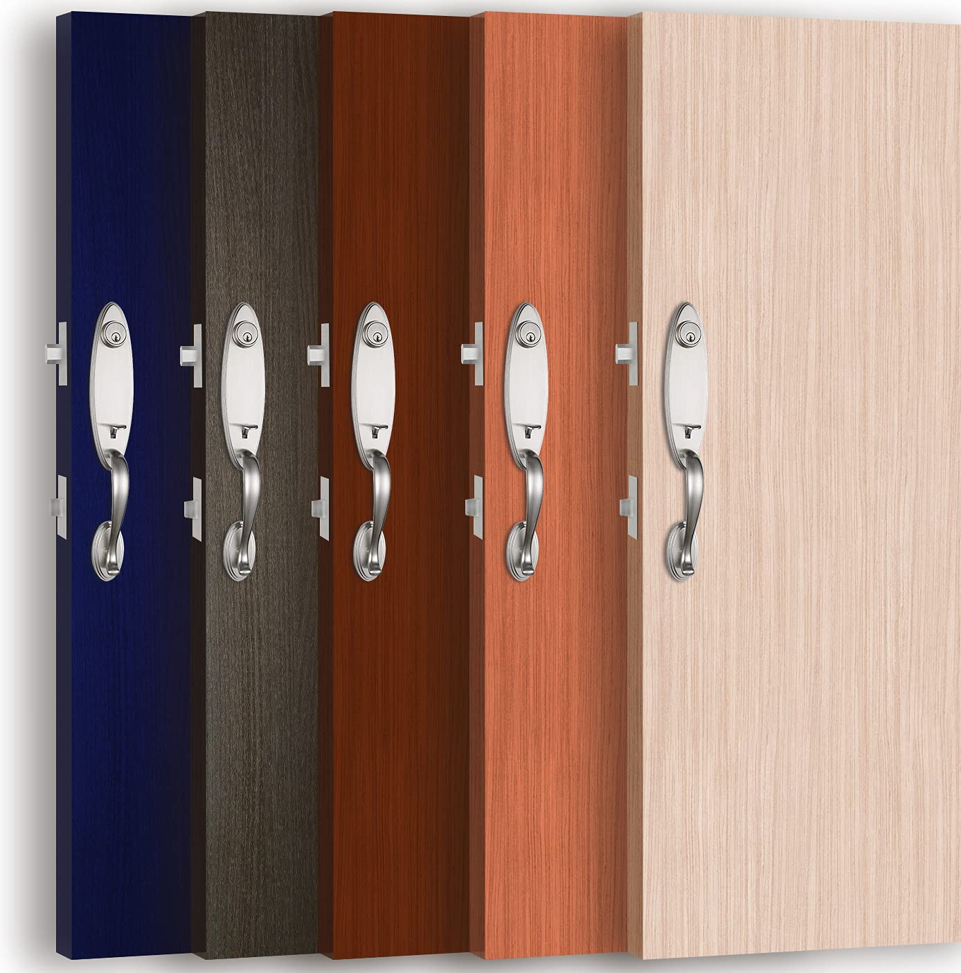 NB_Hardware Single Cylinder Satin Nickel Front Door Handleset - Reversible Right/Left Hand Exterior Door Knob with G-Grip & Keyed Lockset (2006SN) | Perfect for Home Entry Doors, Bedrooms & Office Security