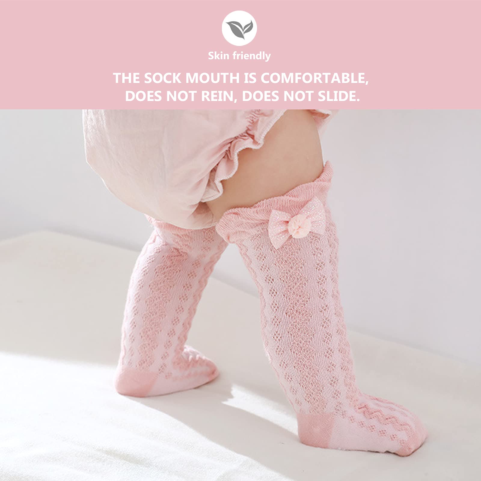 Non-Slip Baby Knee High Socks with Grip - Soft Ruffled Long Stockings for Infants, Toddlers, Boys & Girls - Perfect for Crawling, Playtime & Everyday Comfort