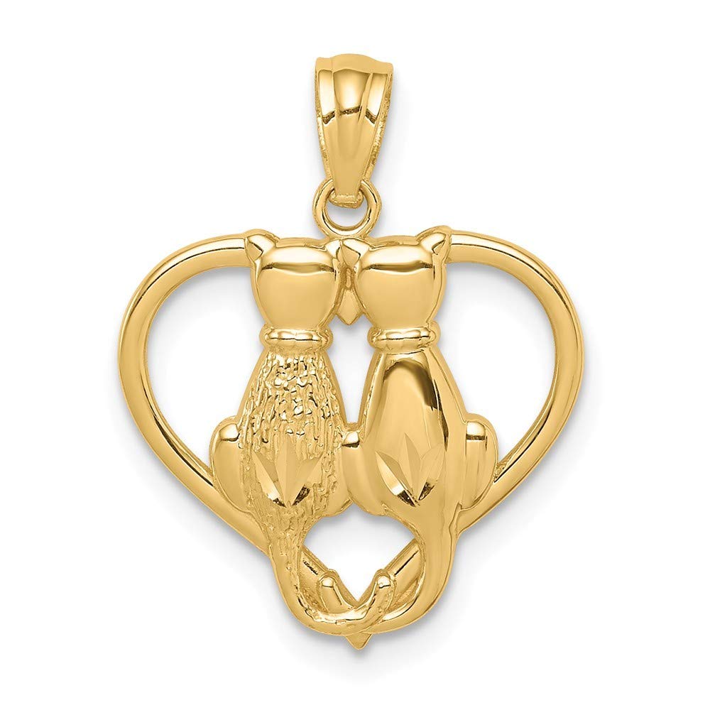 14K Gold Sitting Cats in Heart Pendant Necklace - Elegant Dainty Jewelry Gift for Women, Girlfriend, Wife | Perfect for Valentine's Day, Anniversary & Birthday Gifts | Everyday Wear & Special Occasions