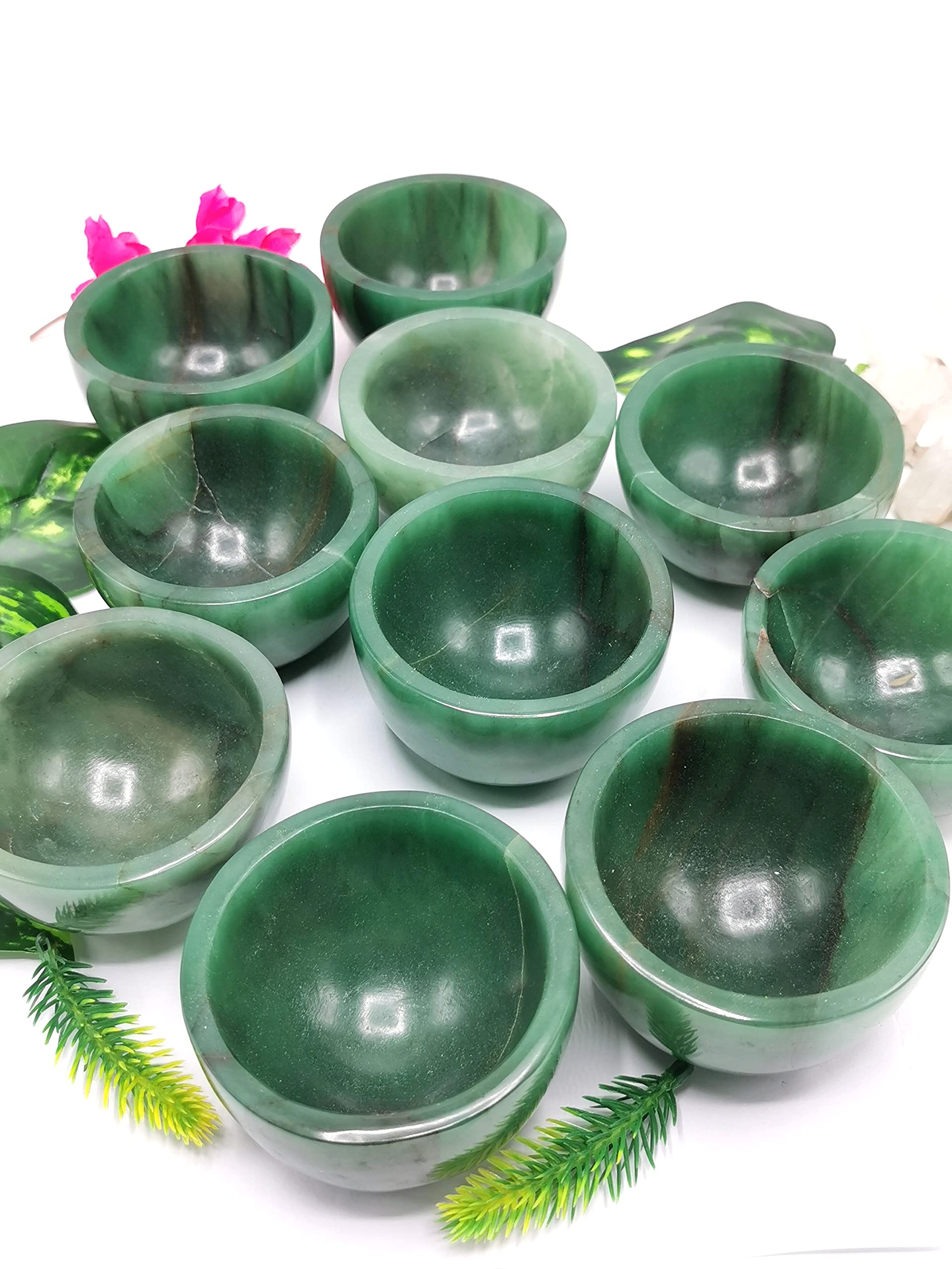 Hand Carved Australian Green Aventurine Bowl - 3 Inch Diameter, 200g (0.44lb) - Natural Stone Serving Bowl for Salads, Snacks & Home Decor - Unique Handmade Gift Idea
