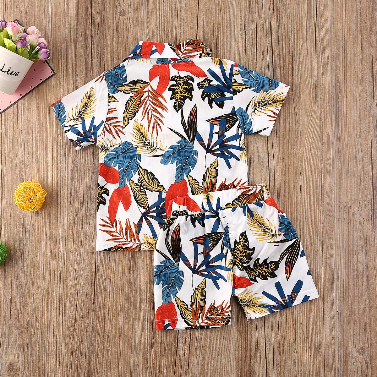 Boys Summer Shorts Set - Floral Shirt & Bermuda Shorts for Beach & Play