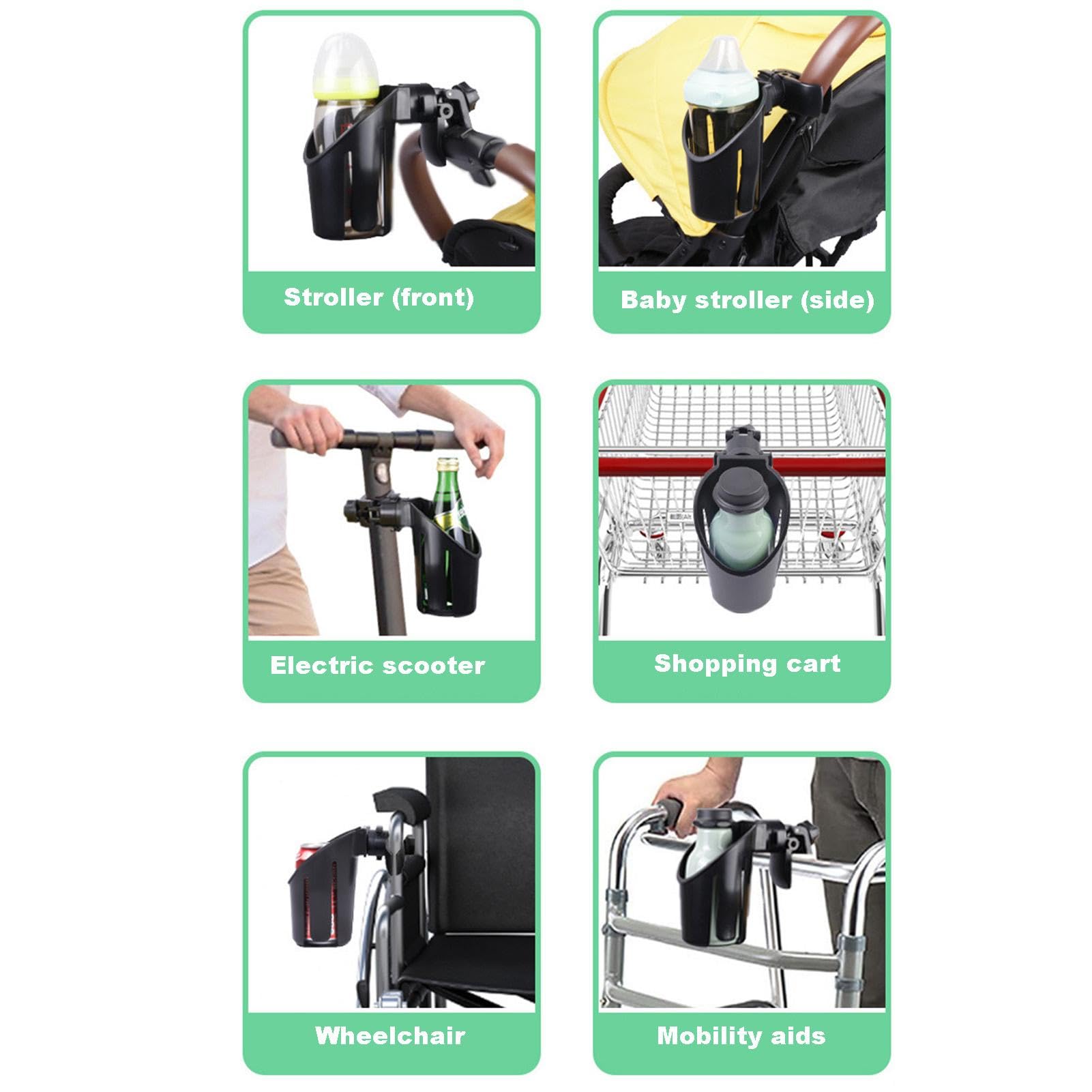 Rotatable Stroller Cup Holder - Universal Bottle & Drink Holder for Strollers, Trolleys, and Bikes - Perfect for Parents on the Go, Outdoor Adventures, and Commuting