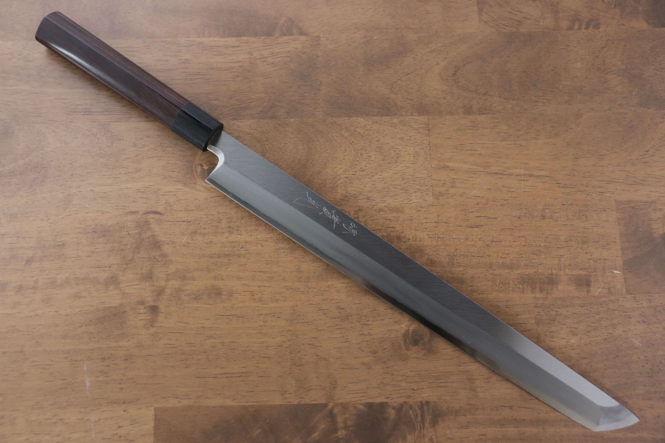 Premium Jikko Silver Steel No.3 Sakimaru Yanagiba 330mm - Japanese Sushi Knife with Ebony Handle - Perfect for Sushi Chefs & Professional Kitchen Use
