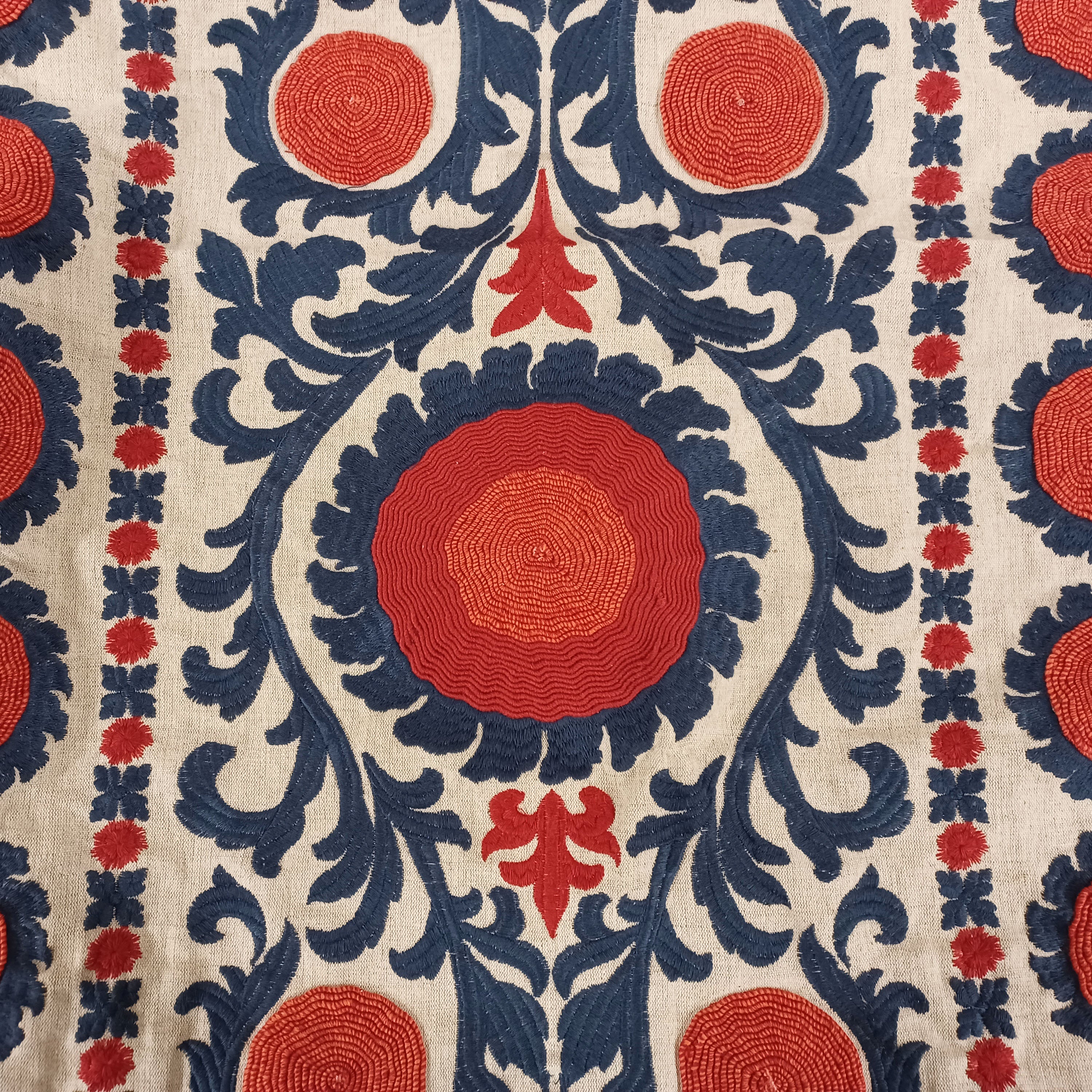 Premium Suzani Fabric - Handmade Uzbek Cotton Textile for Home Decor, Quilting & DIY Crafts - Perfect for Pillows, Curtains & Upholstery
