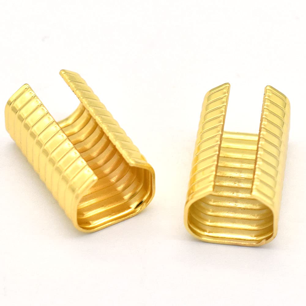 20pcs Gold Crimp End Caps for Leather Rope & Lanyard DIY Jewelry Making