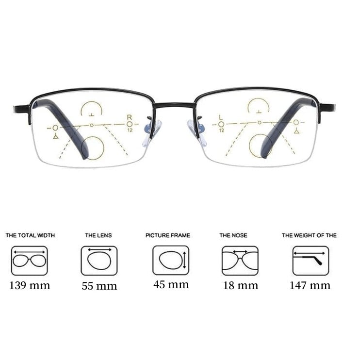 Titanium Progressive Reading Glasses for Men & Women - Bifocal Computer Readers for Far and Near Vision - Perfect for Office, Reading & Daily Use