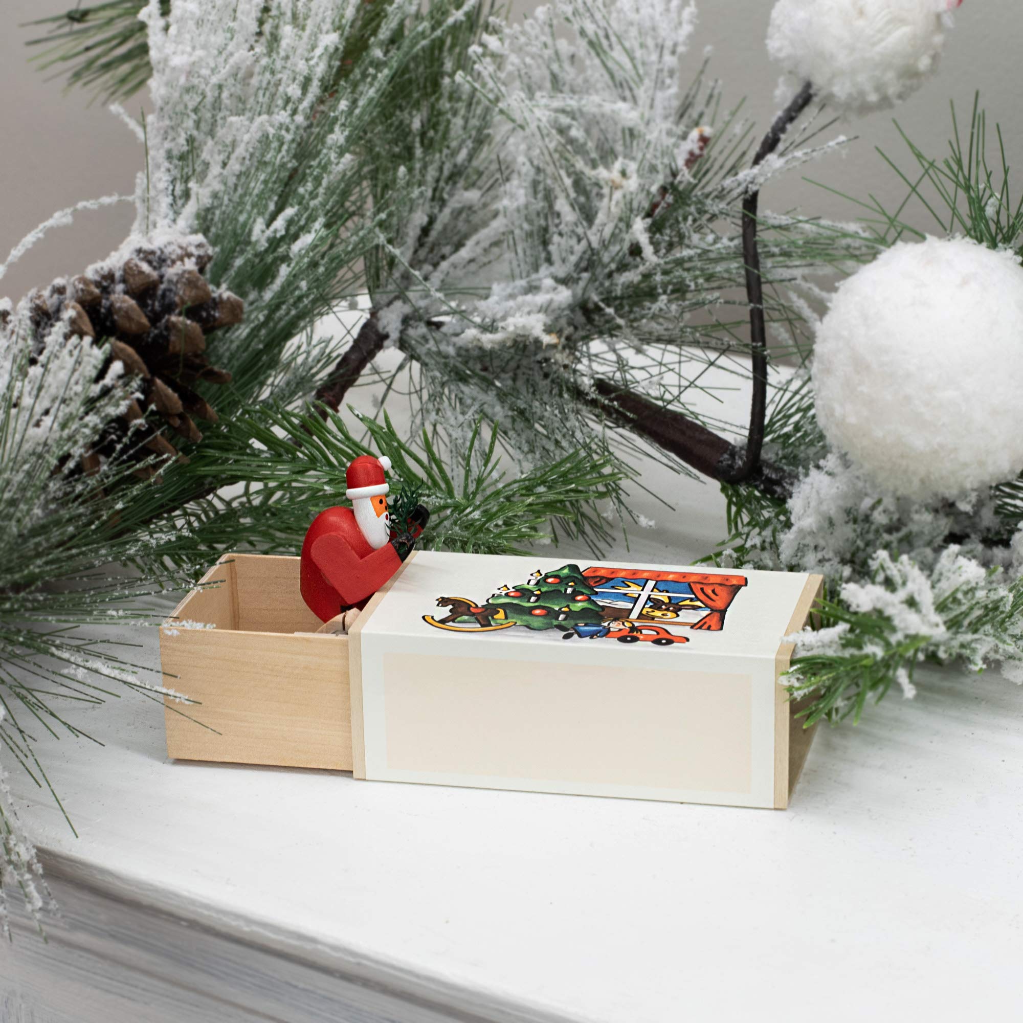Christmas Music Box - Handcrafted Wooden Musical Gift Box for Holiday Decorations & Festive Home Ambiance