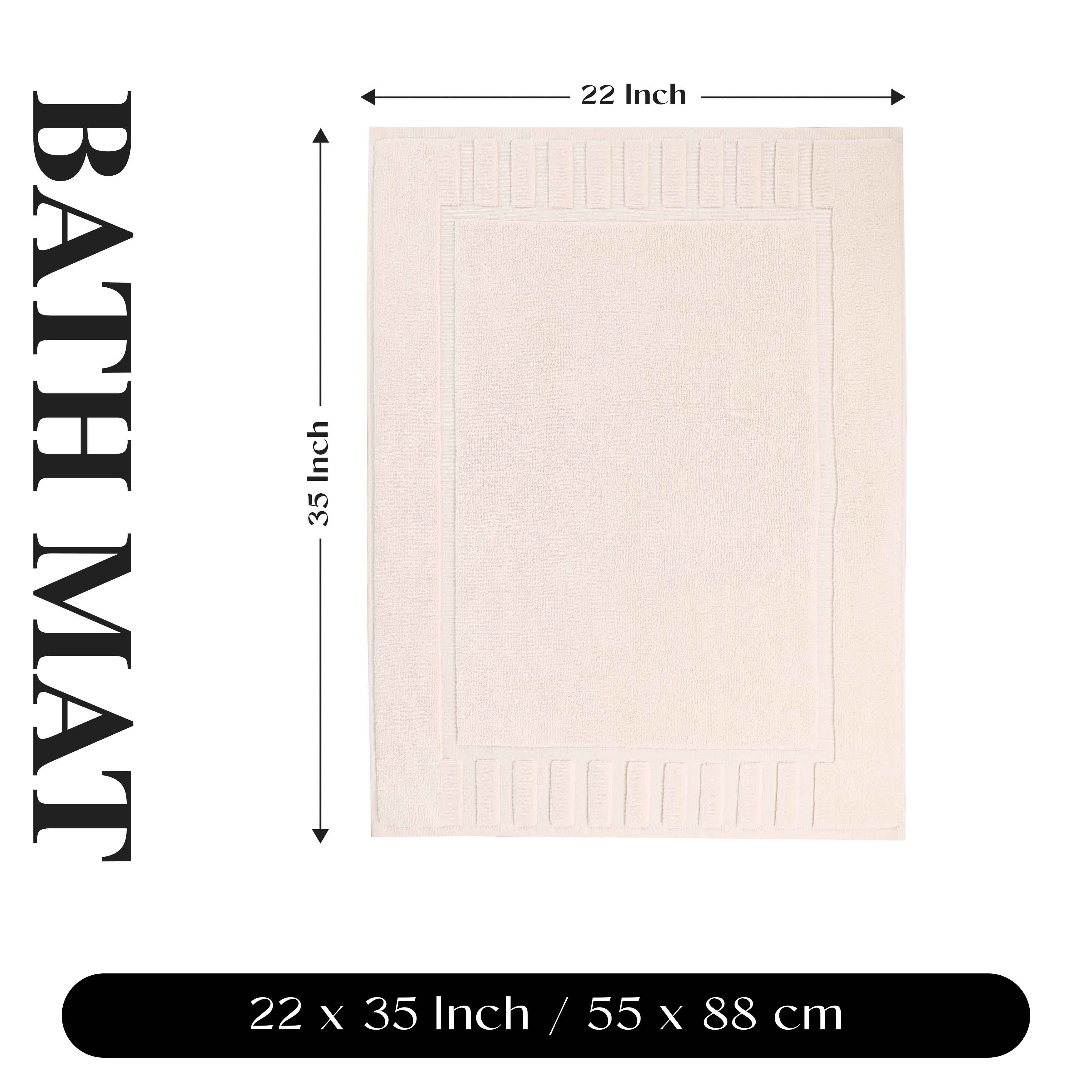 Premium Cotton Modern Geometric Border Absorbent Bath Mat Set of 2 - Non-Slip Soft Bathroom Rug for Bathroom Floor, Shower, Vanity Area - Home Decor Essentials