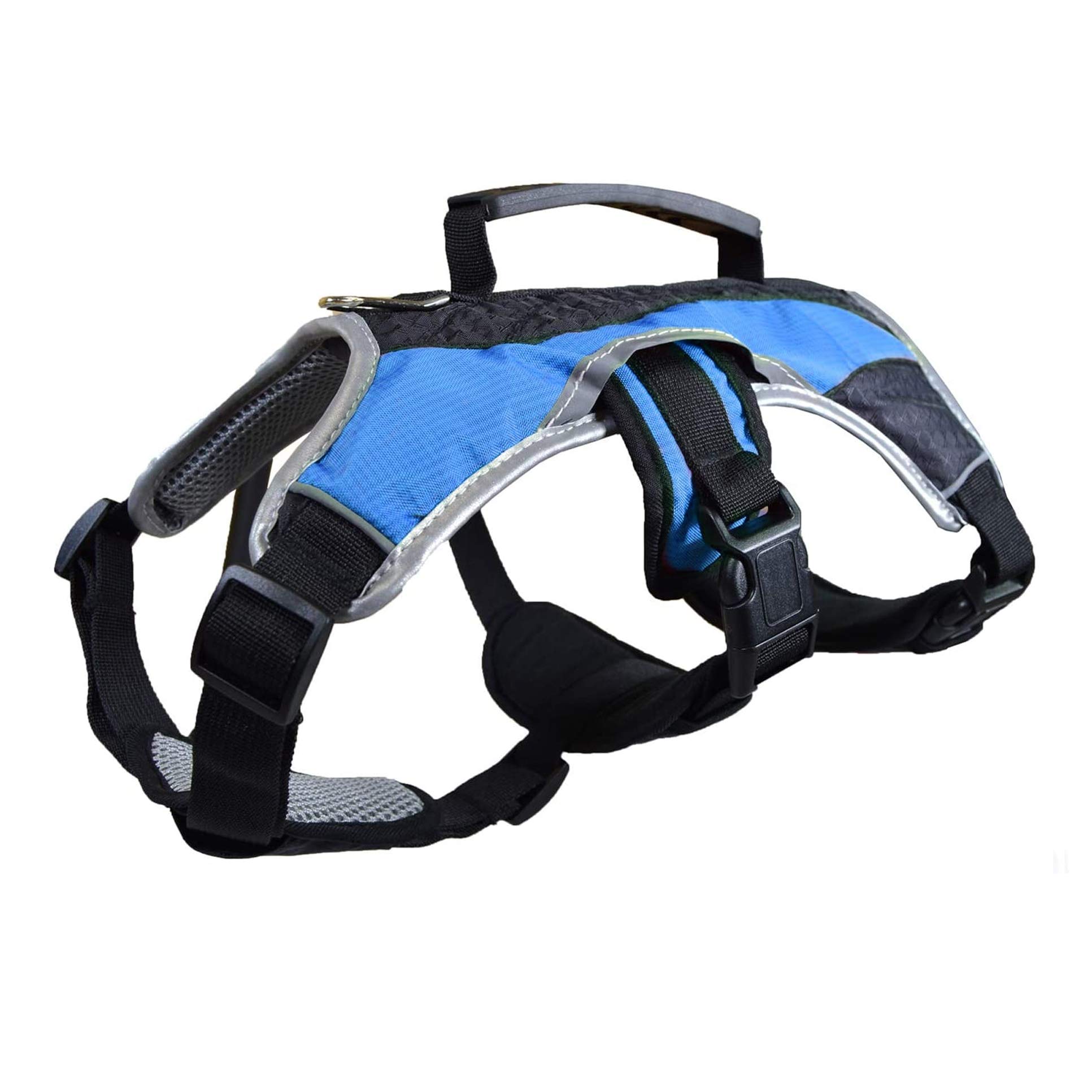 Peak Pooch No-Pull Dog Harness - Padded Mesh Vest with Reflective Trim & Lifting Handles - Adjustable Velcro & Buckle Straps - Light Blue Small Dog Harness for Walking, Training & Outdoor Adventures