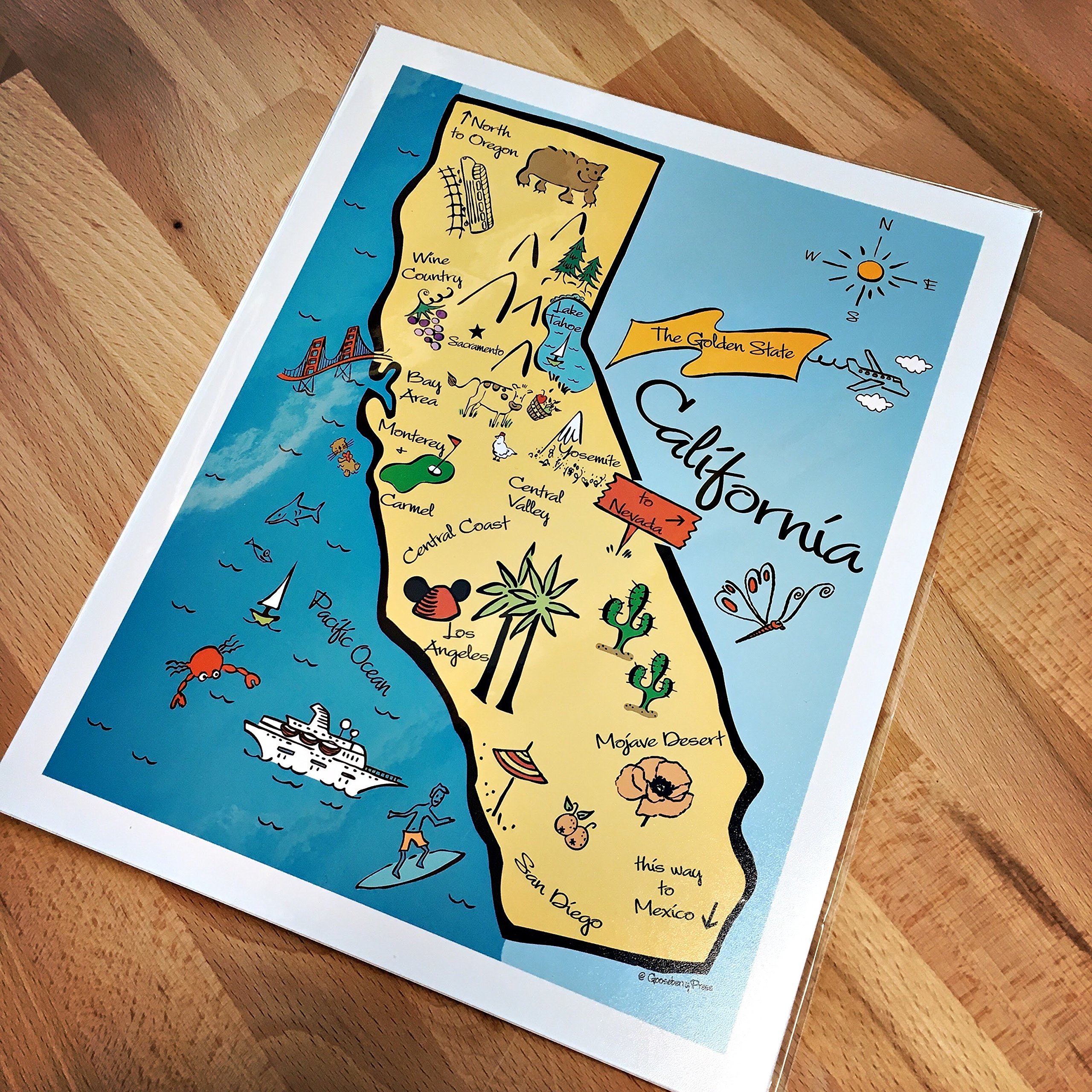 California Map Art Print - High Quality Photo Paper Wall Decor - Perfect for Home, Office & Travel Inspiration