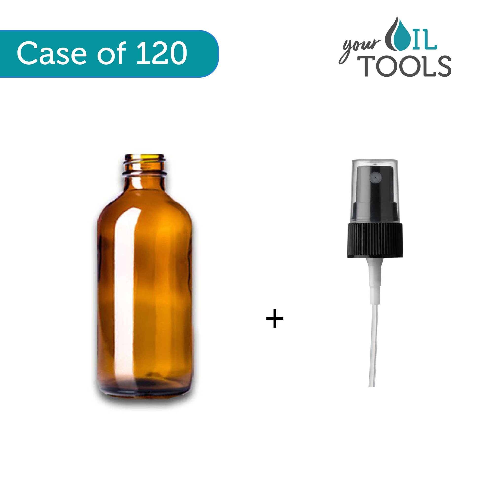 1 oz Amber Glass Bottle with Black Fine Mist Spray Top - Pack of 120 (120ml) - Perfect for Essential Oils, Perfumes, DIY Beauty Products & Travel Size Liquids