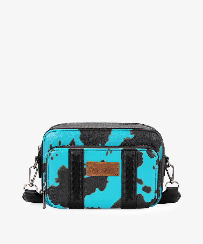 Wrangler Cow Print Crossbody Bag for Women - Stylish Western Cowhide Leather Purse with Adjustable Strap - Perfect for Casual Outings, Travel & Shopping