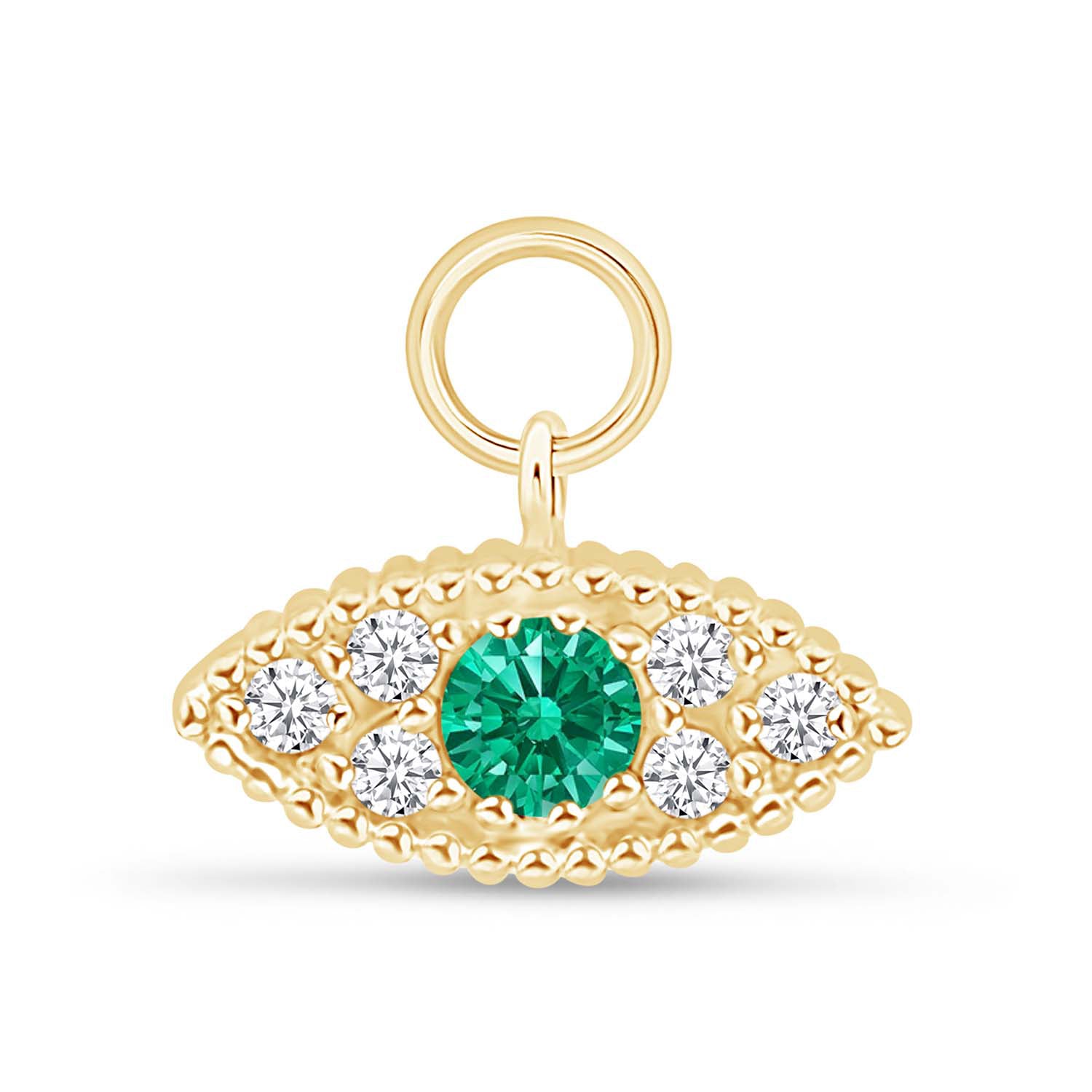 14K Yellow Gold Emerald Evil Eye Hoop Earrings - Protection Jewelry for Women, Gift for Her, Perfect for Everyday Wear & Special Occasions