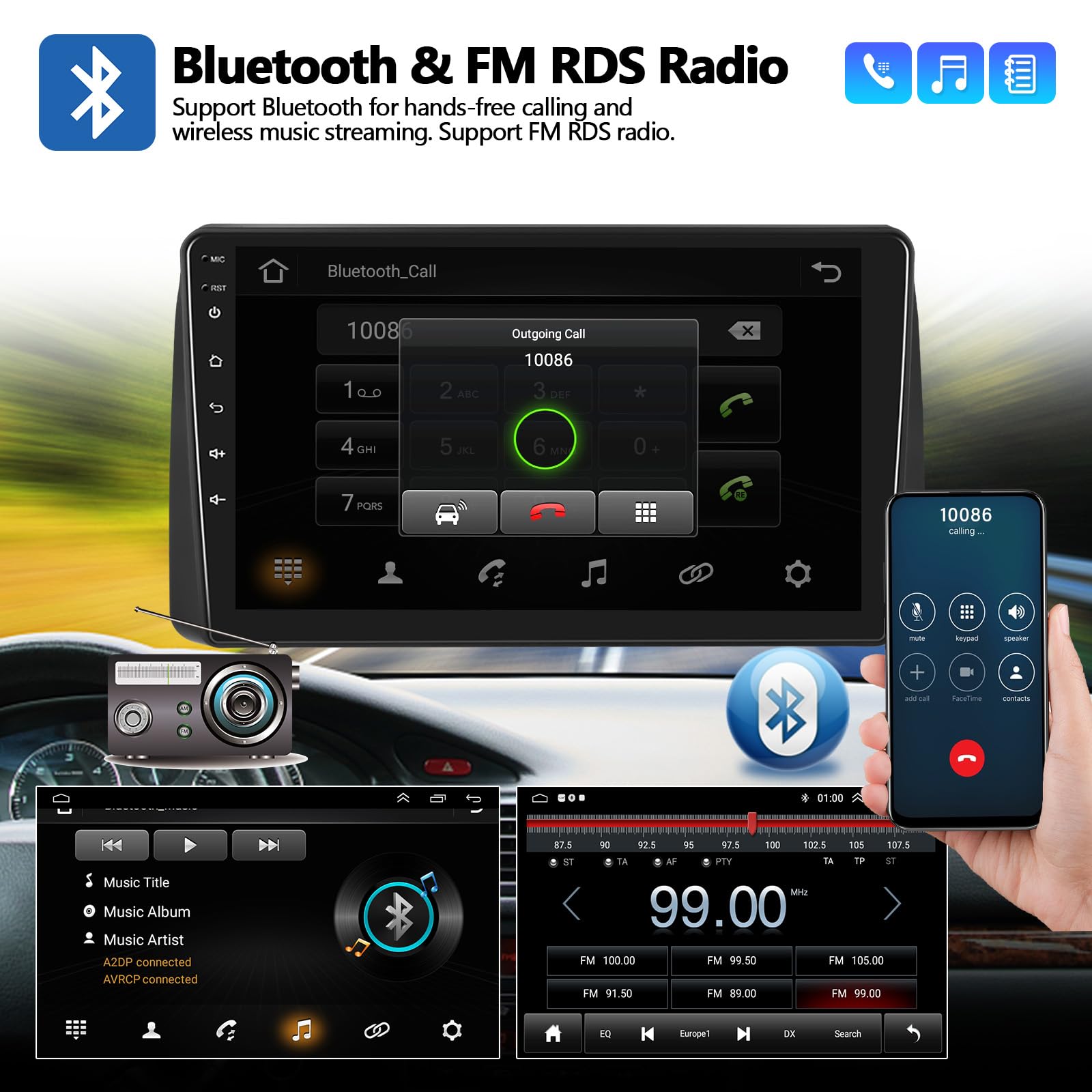 2+64GB CAMECHO Android Car Stereo Radio for Dodge Grand Caravan Chrysler Town & Country - Wireless Apple CarPlay & Android Auto - 9