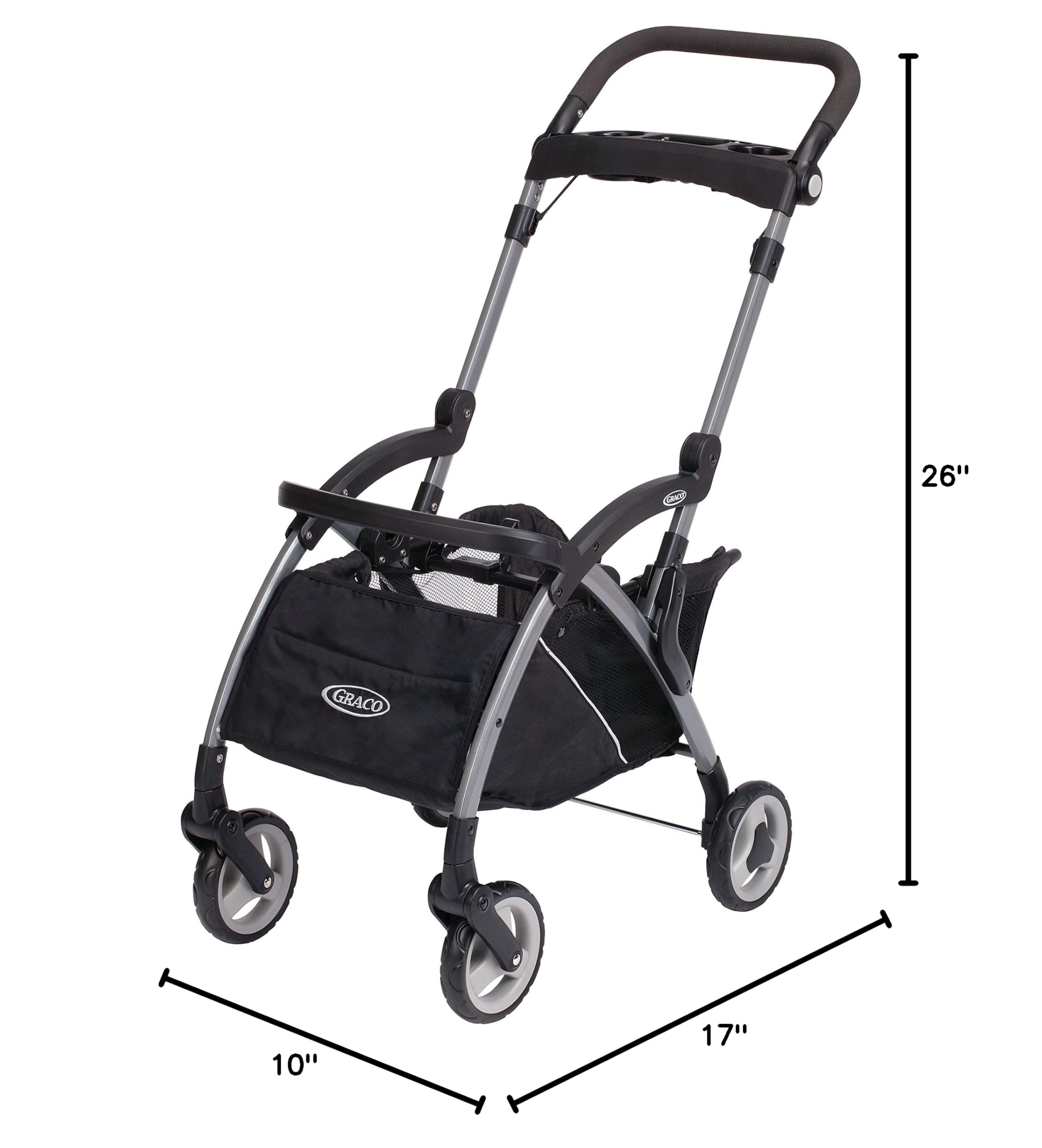Graco SnugRider Elite Lightweight Car Seat Carrier & Travel Stroller - Compatible with All Graco SnugRide Infant Car Seats (Black) | Perfect for Air Travel, Shopping & Everyday Use with Baby