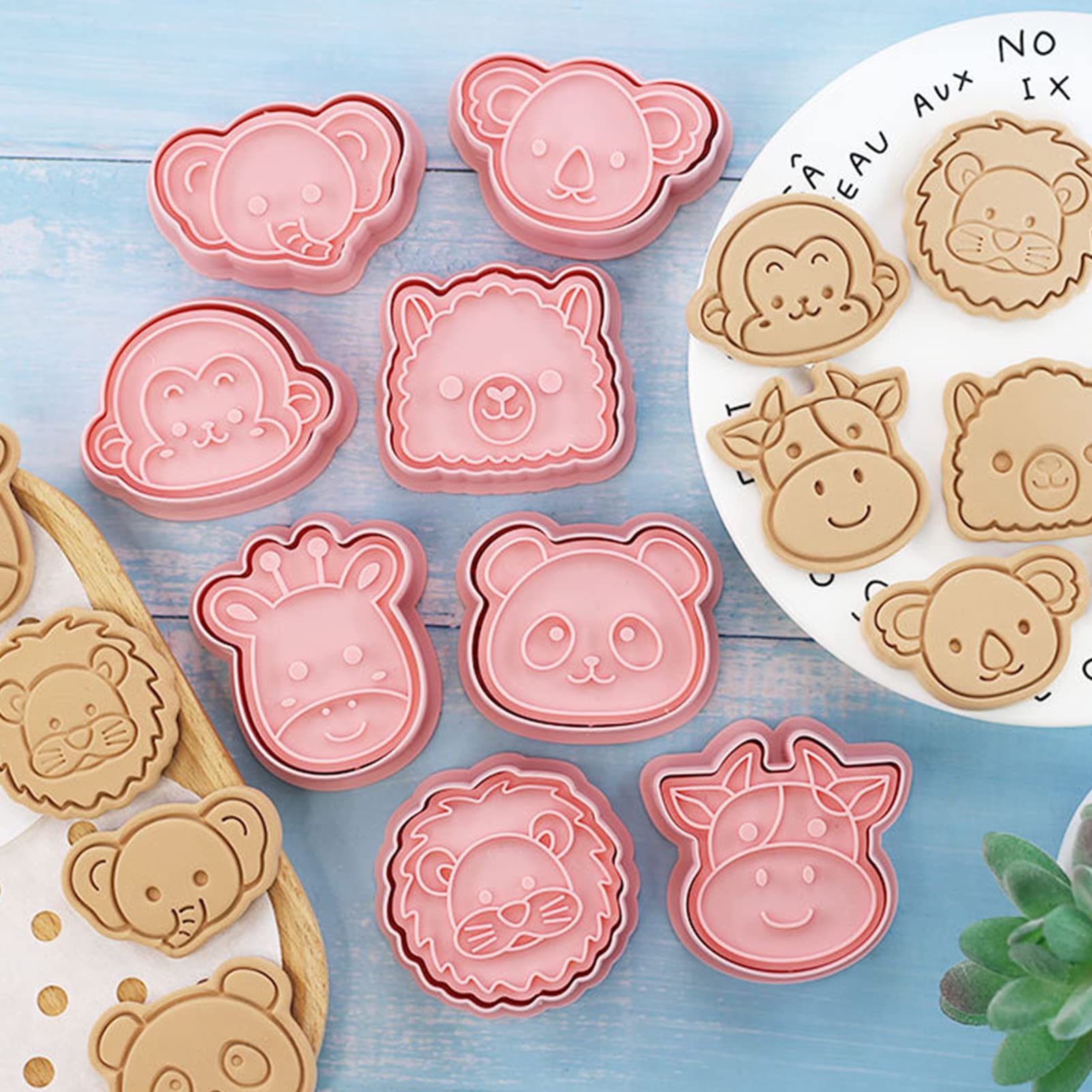 3D Cartoon Cookie Cutters Stamps Set - 8pcs Baking Molds for Cookies, Biscuits & Cakes | DIY Bakery Tools for Home Baking, Party Decorations & Kids Cooking Activities