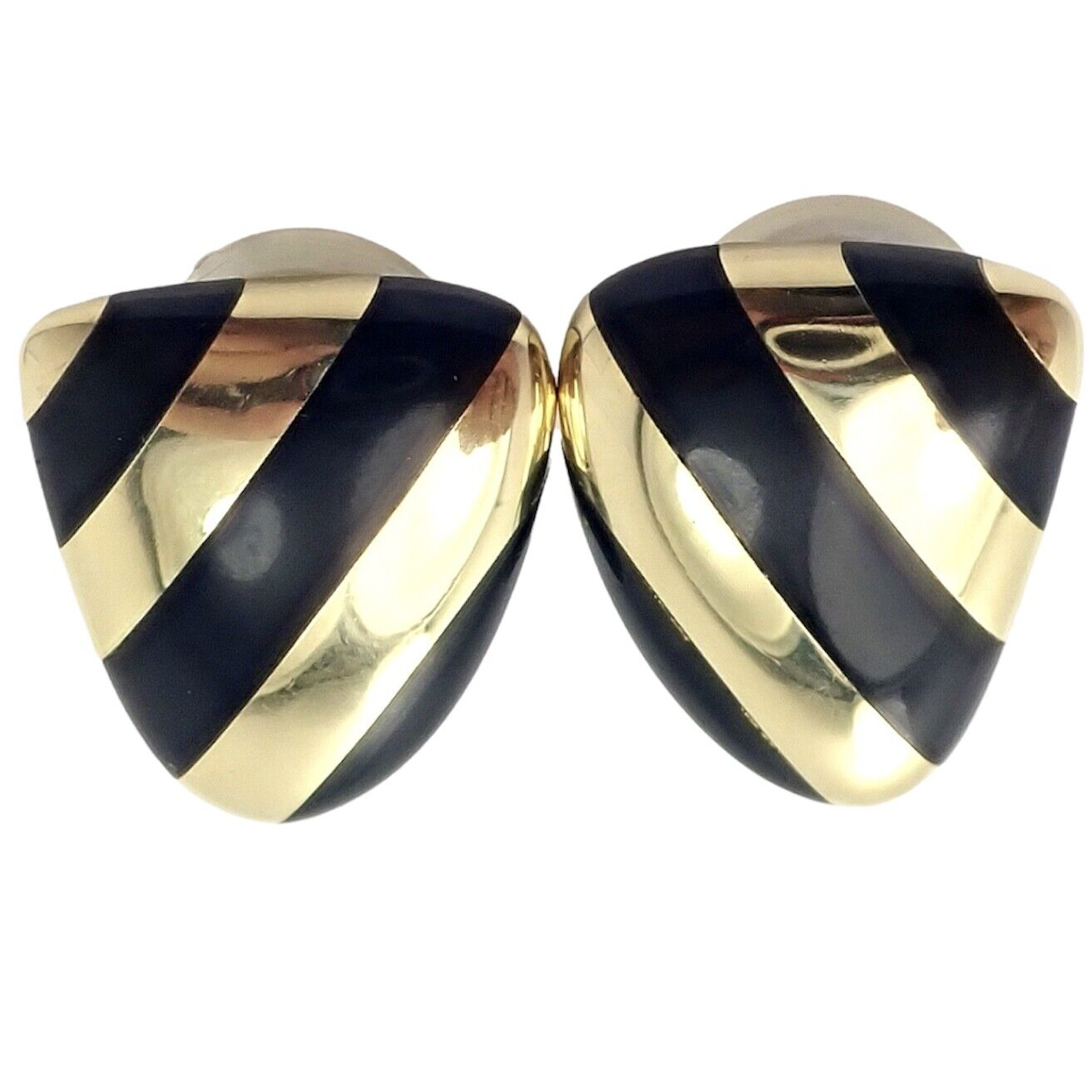 Tiffany & Co Angela Cummings 18k Yellow Gold Black Jade Inlaid Earrings for Women - Luxury Jewelry Gift for Anniversary, Wedding & Special Occasions
