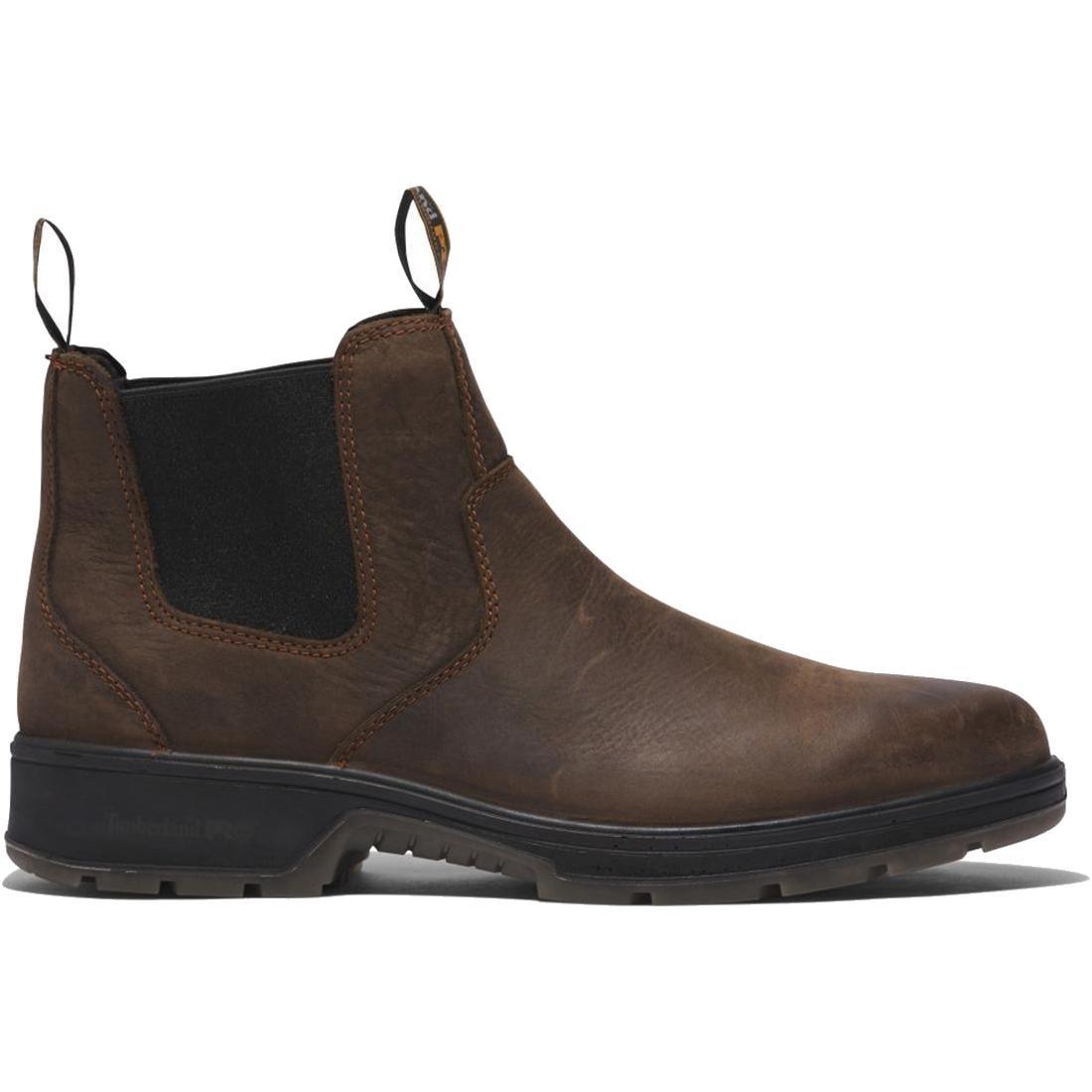 Nashoba Soft Toe Chelsea Work Boots for Men - Comfortable Brown Leather Slip Resistant Safety Shoes - Perfect for Construction, Warehouse & Outdoor Work