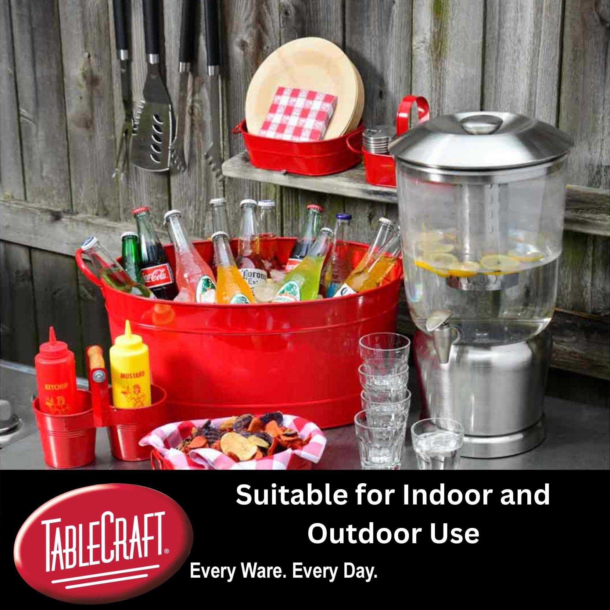 Premium TableCraft 75 2.5 Gallon Drink Dispenser with Fruit Infuser & Stand - Tritan BPA-Free Plastic & Brushed Stainless Steel - Cold Beverage Server for Parties, Weddings, Catering & Home Use - Perfect for Lemonade, Iced Tea & Infused Water