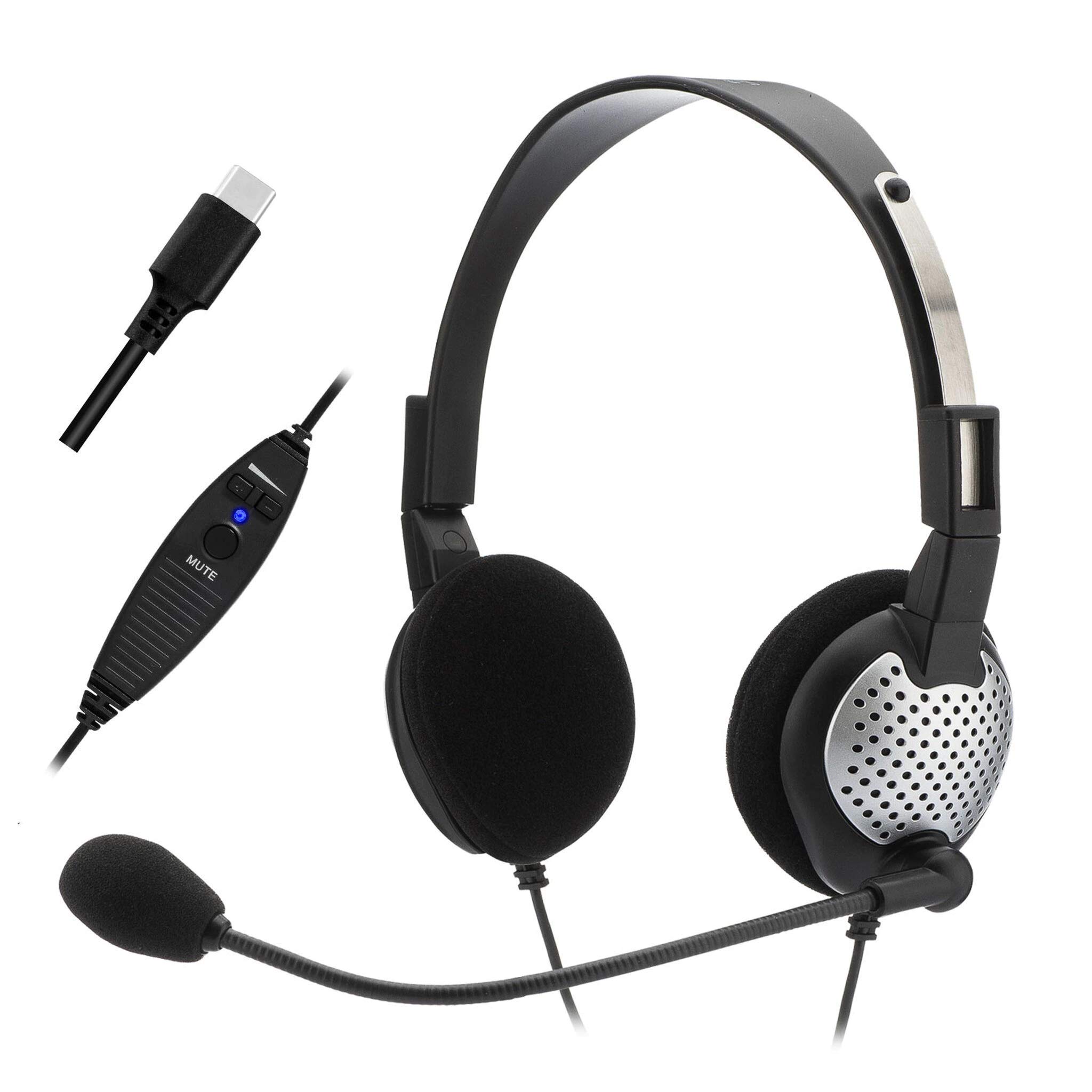 Andrea Electronics C1-1022600-1 NC-185 VM USB Noise Canceling Computer Headset with High Fidelity Stereo, Volume & Mute Controls - Perfect for Gaming, Online Meetings & Remote Work