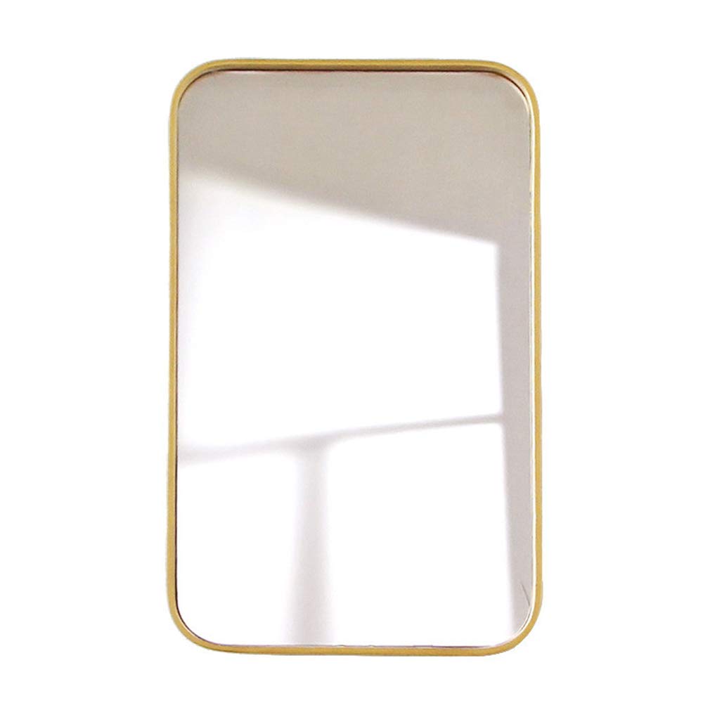 Nordic Golden Bathroom Vanity Mirror - Wall Mounted Brass Iron Full Length Square Mirror for Small Apartment & Home Decor (7050) - Perfect for Bathroom, Bedroom, and Entryway Makeup Area