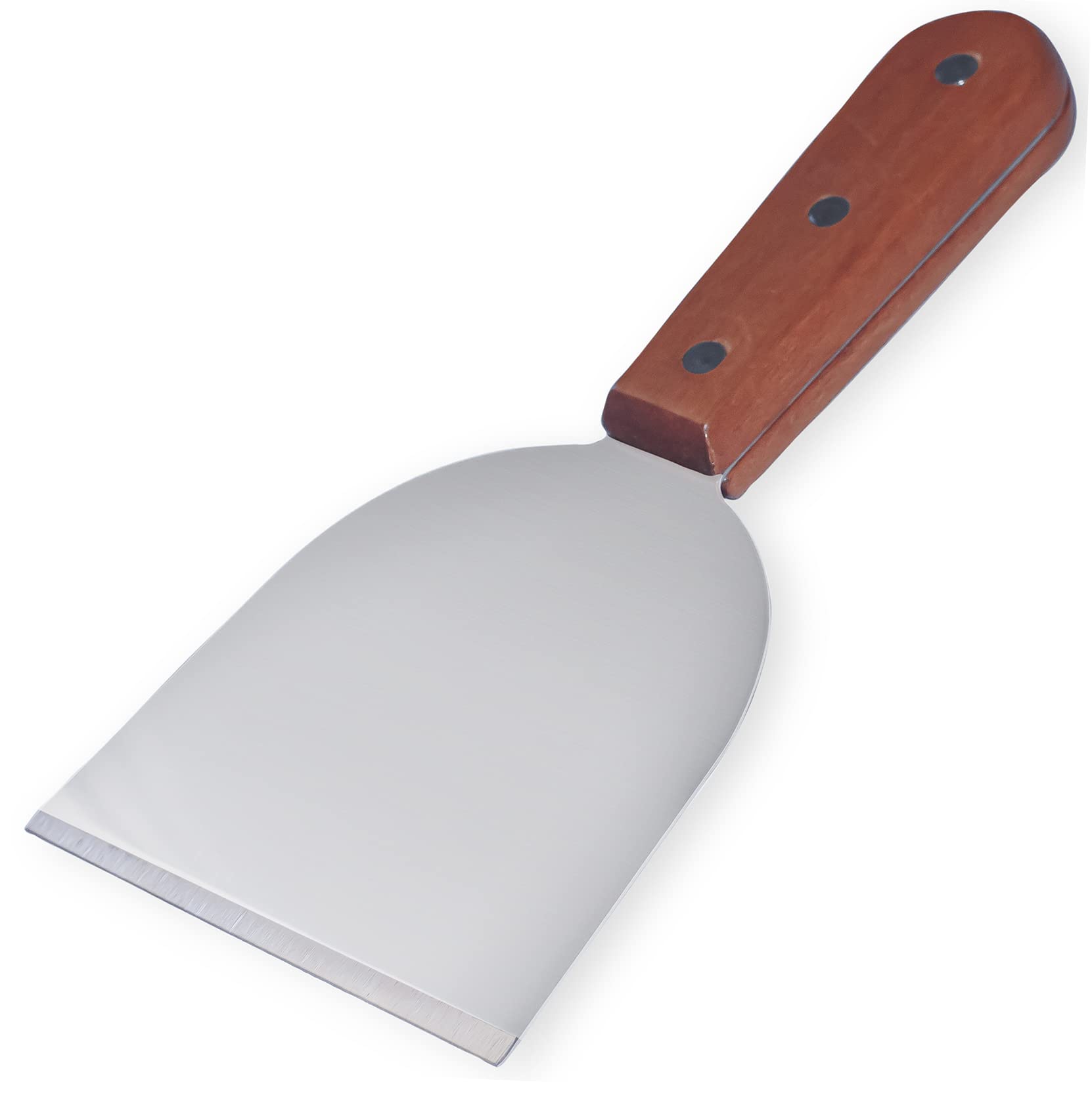 Premium Stainless Steel Slant Grill Griddle Spatula Scraper - Diner Style Flat Straight Blade for BBQ, Pancakes & Burgers - Professional Restaurant & Home Kitchen Cooking Tool
