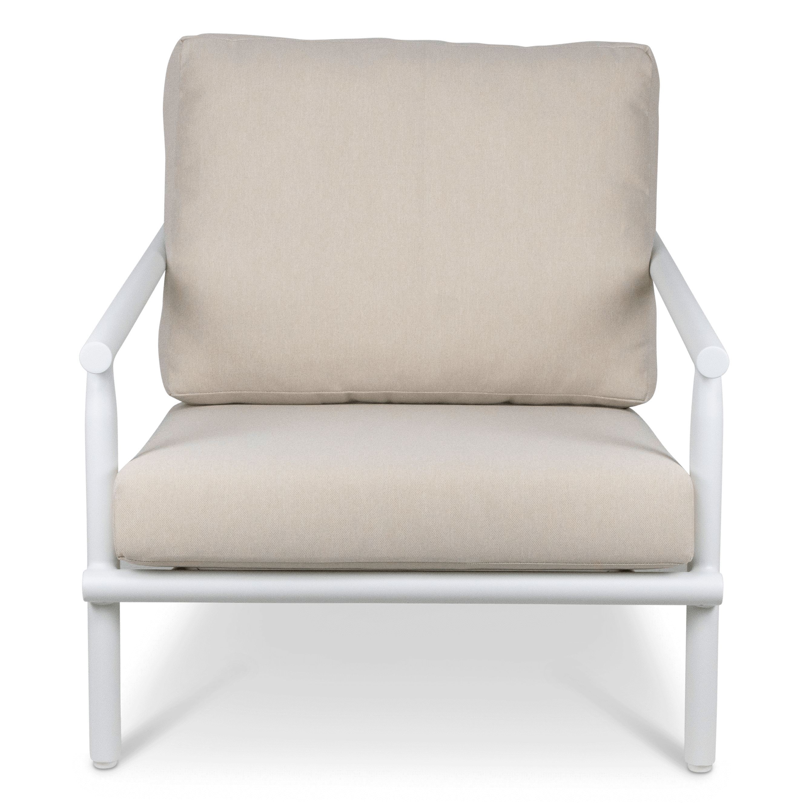 Havana Armchair in Arctic White with Dune Rope Inlay & Olefin Cushions - Modern Living Room Accent Chair for Home, Office, or Lounge