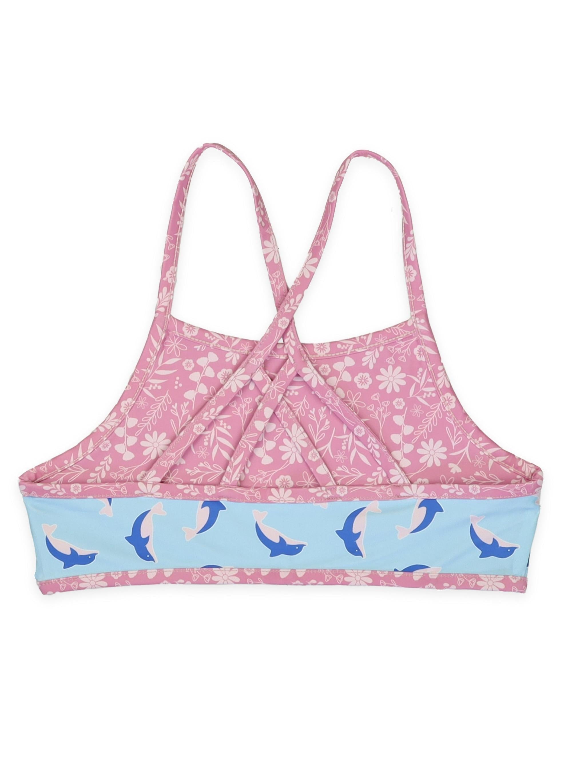 Reversible Bikini Top for Women - Floral & Dolphin Print - Perfect for Beach, Pool, and Summer Vacations