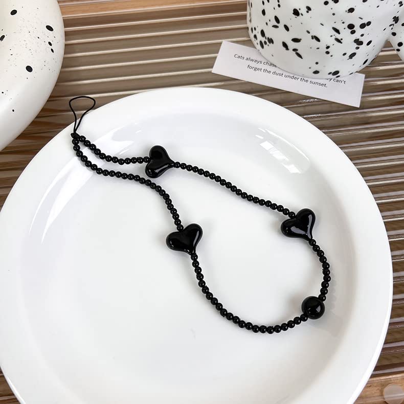 Elegant Heart-Shaped Imitation Pearl Phone Lanyard - Anti-Lost Crystal Phone Chain & Wrist Strap for Women - Perfect for Smartphones, Keys & Accessories - Ideal for Work, Travel and Daily Use