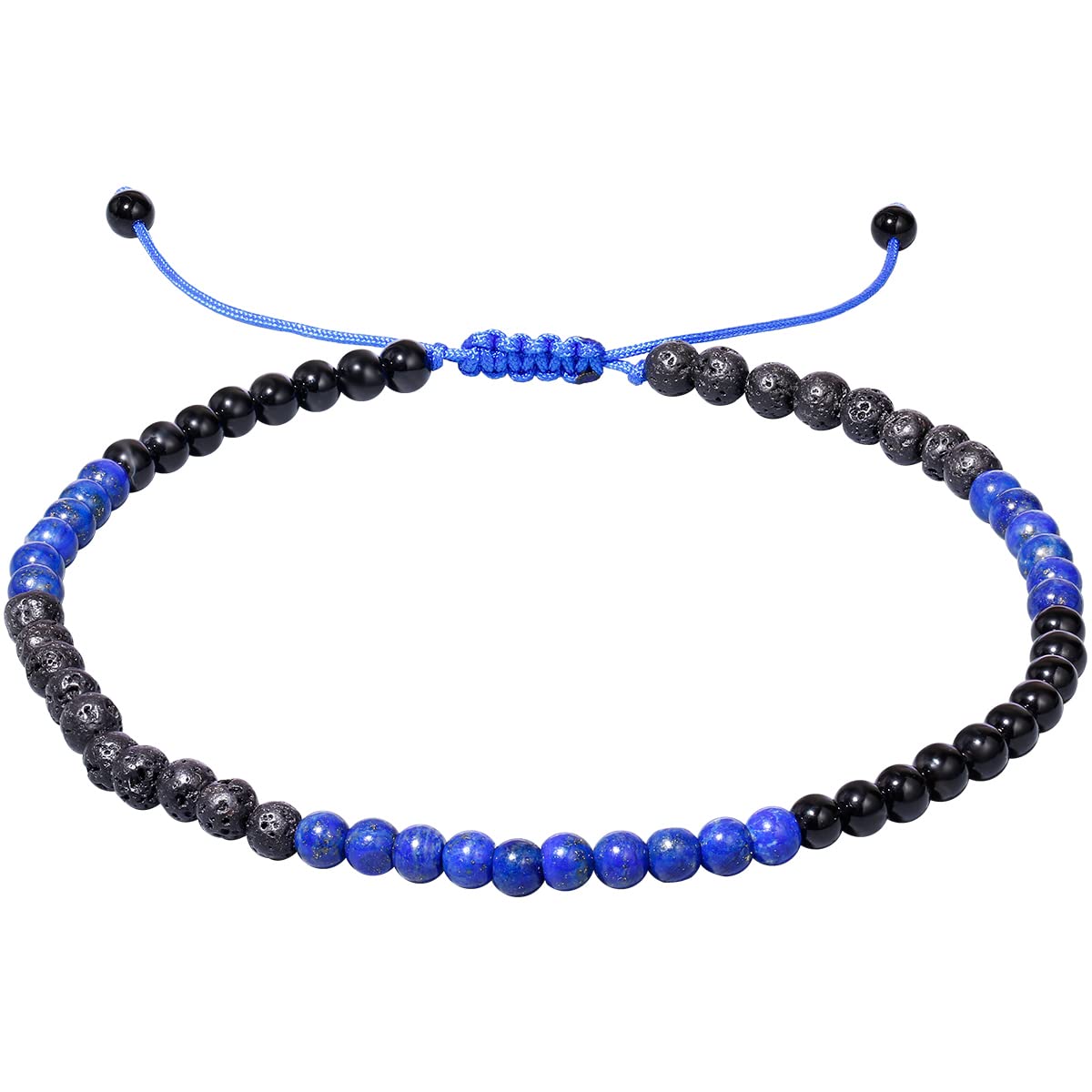 Jewever Women's Anklet Bracelet - Tiger Eye, Lava Stone & Black Obsidian Healing Crystal Jewelry for Good Luck & Positive Energy | Aromatherapy Essential Oil Diffuser | Perfect for Yoga, Meditation & Spiritual Healing