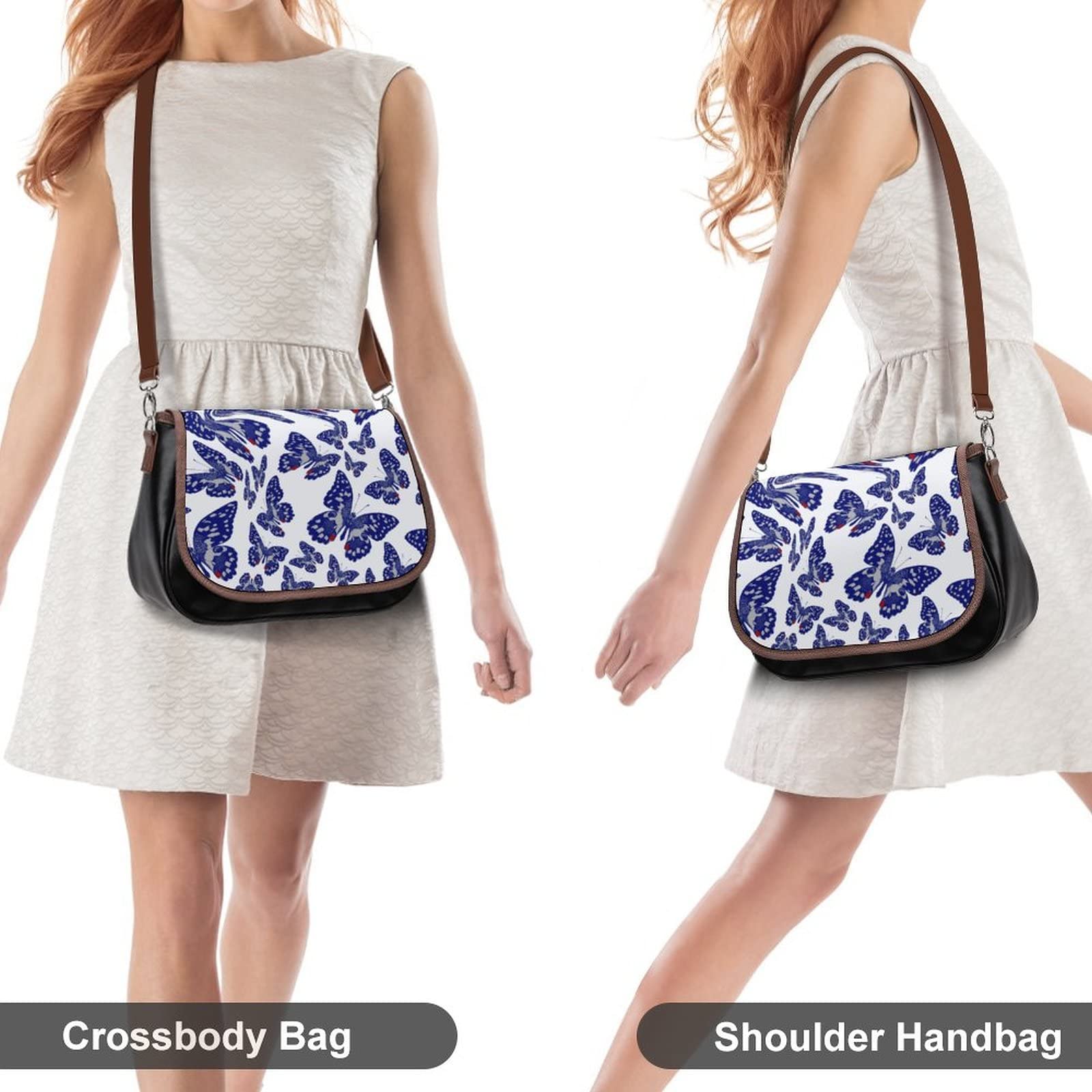 Trendy Printed Crossbody Bags for Women - Leather Shoulder Satchel Hobo Purse with Butterfly Design - Perfect for City Travel, Shopping & Daily Use
